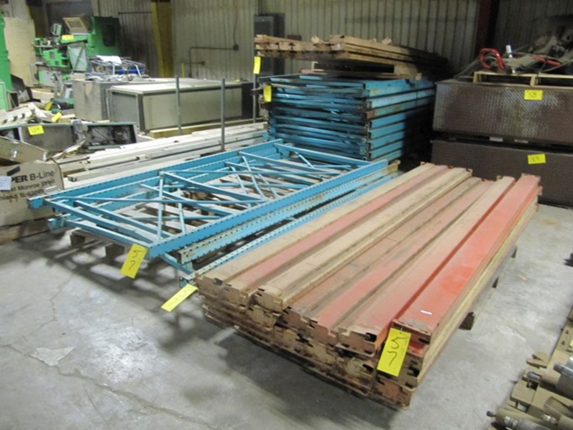 LOT 10 ASST. 56"X10' RACKING UPRIGHTS & 42 ASST. 10'6" STRINGERS