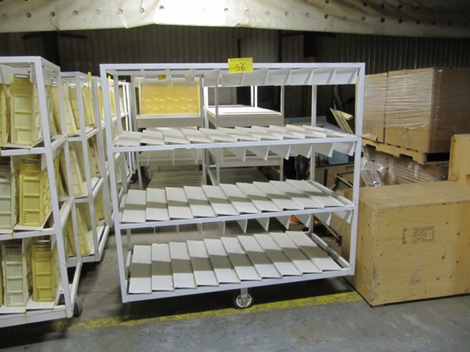 ASST. WHITE STEEL PORTABLE TRAY CARTS (NO TRAYS)