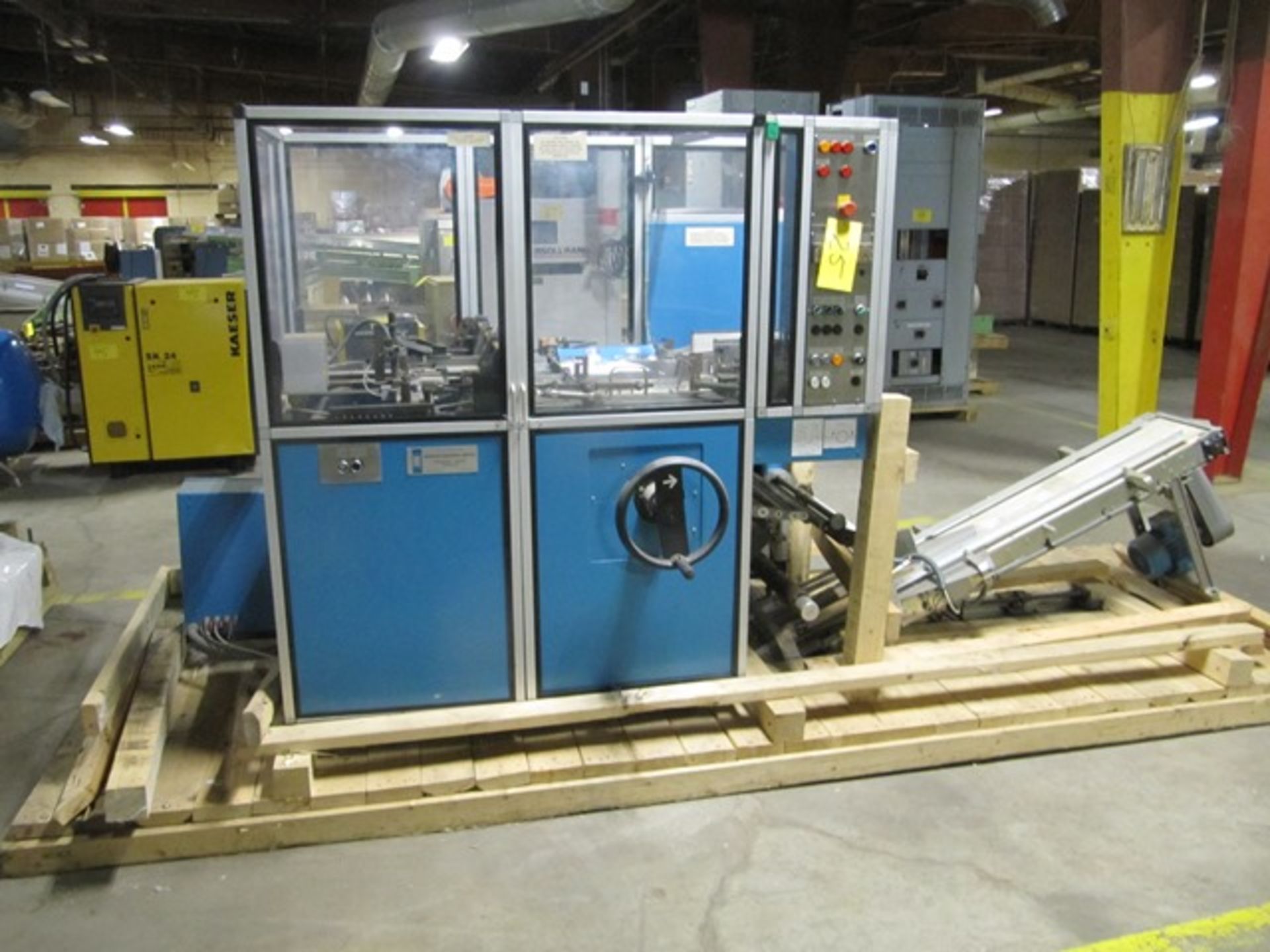 MARDEN EDWARDS L SERIES OVER WRAPPER MACHINE W/INFEED CONVEYOR S/N: 6035