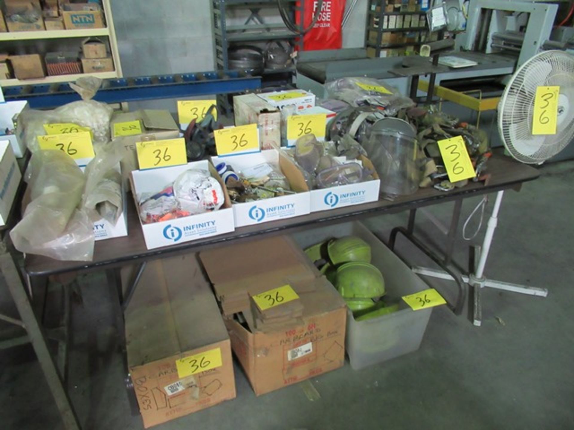 LOT ASST. SAFETY SUPPLIES, HARD HATS, BOXES, ETC.