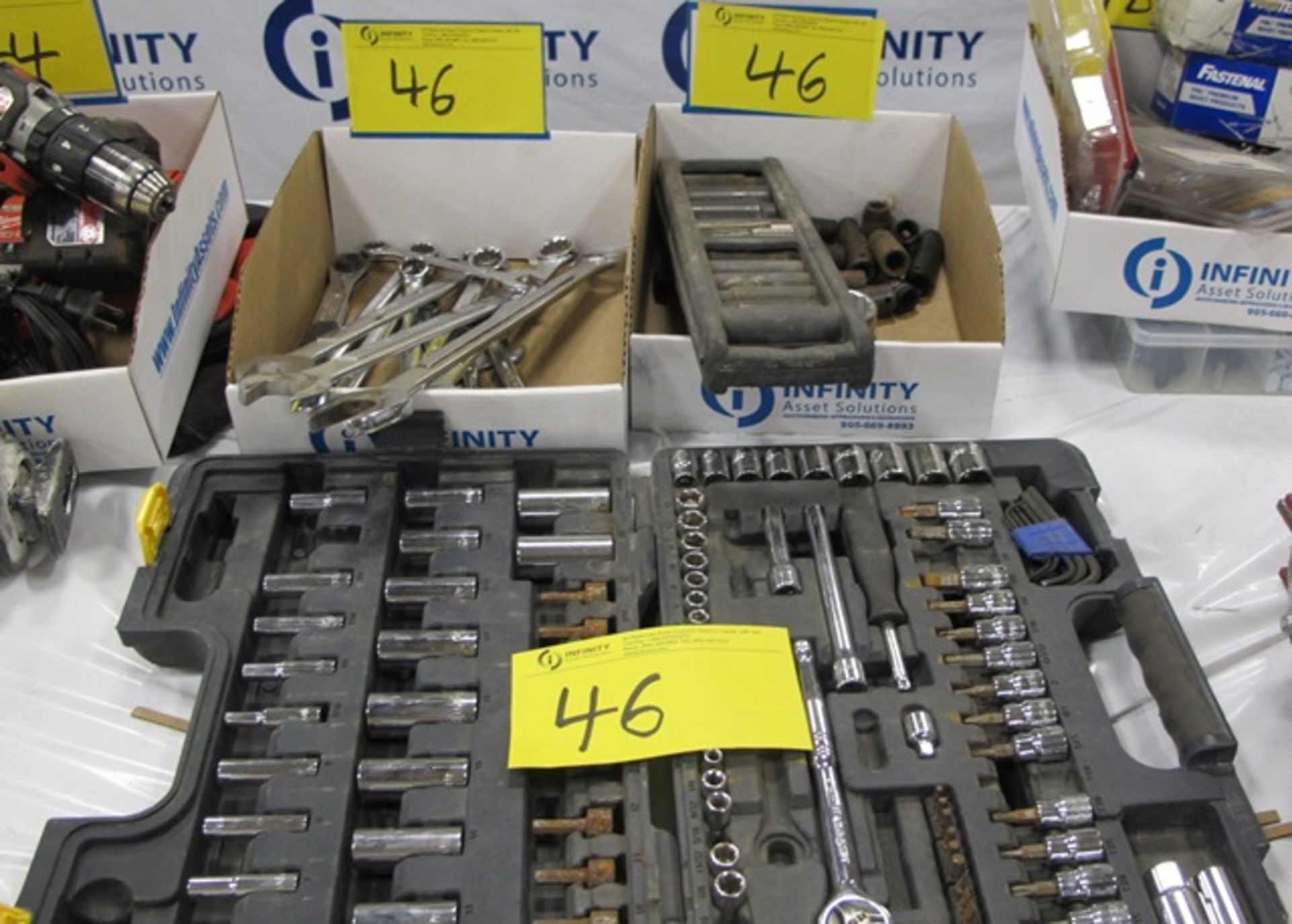 LOT ASST. SOCKET SET, COMBINATION WRENCHES, ETC. (2 BOXES)