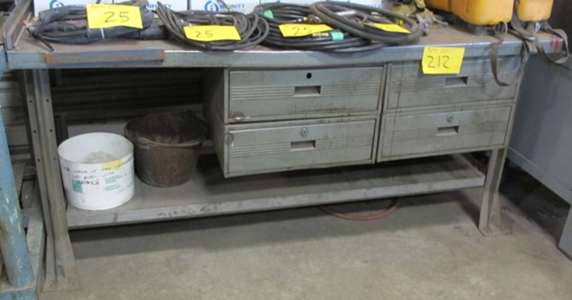 GREY 30"X6' 4 DR. WORK BENCH (DELAYED DELIVERY)