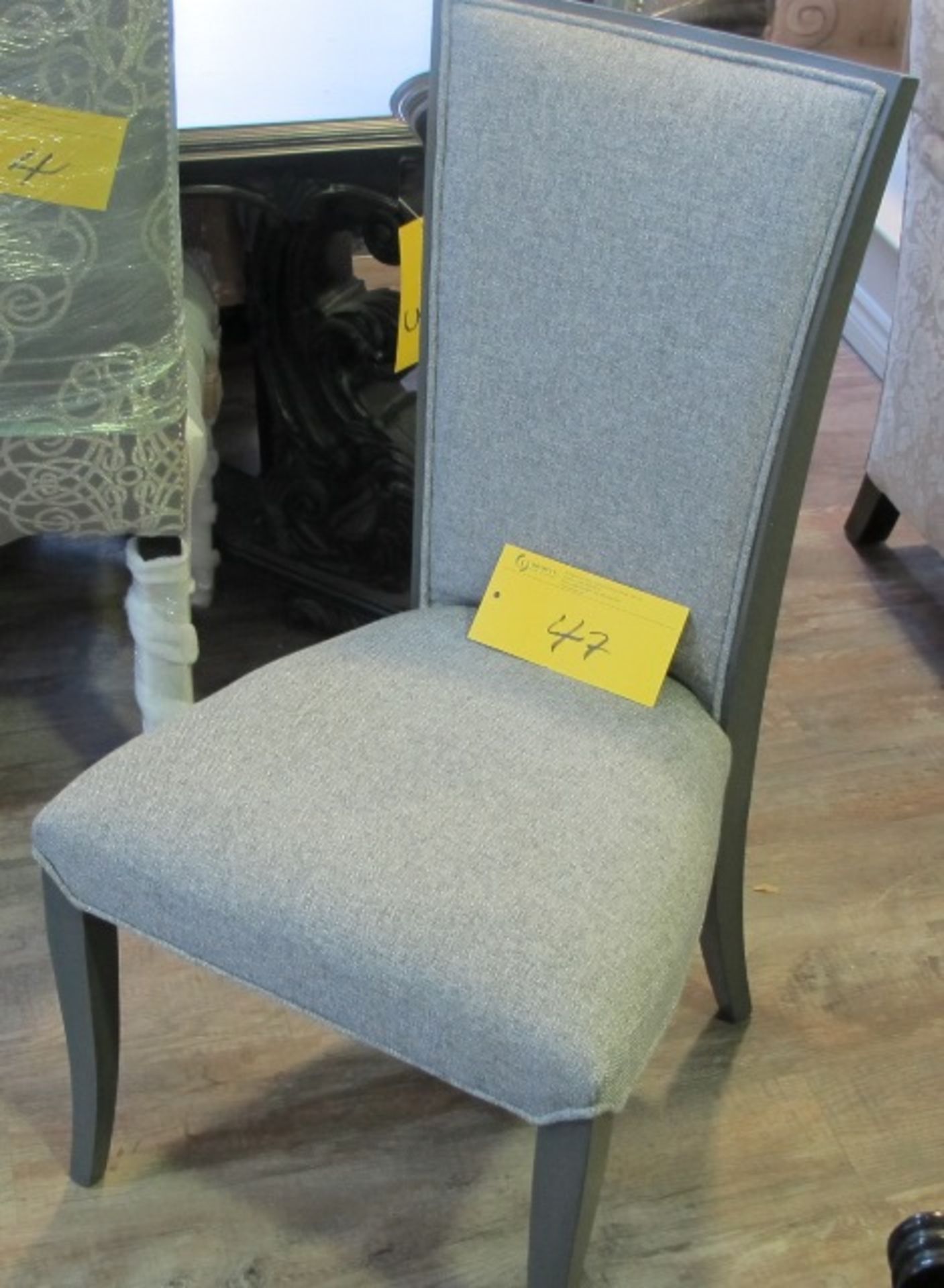 GREY DINING CHAIR, SOLID KILN-DRIED HARDWOOD FRAME CONSTRUCTION W/ DOUBLE-DOWELLED AND CORNER