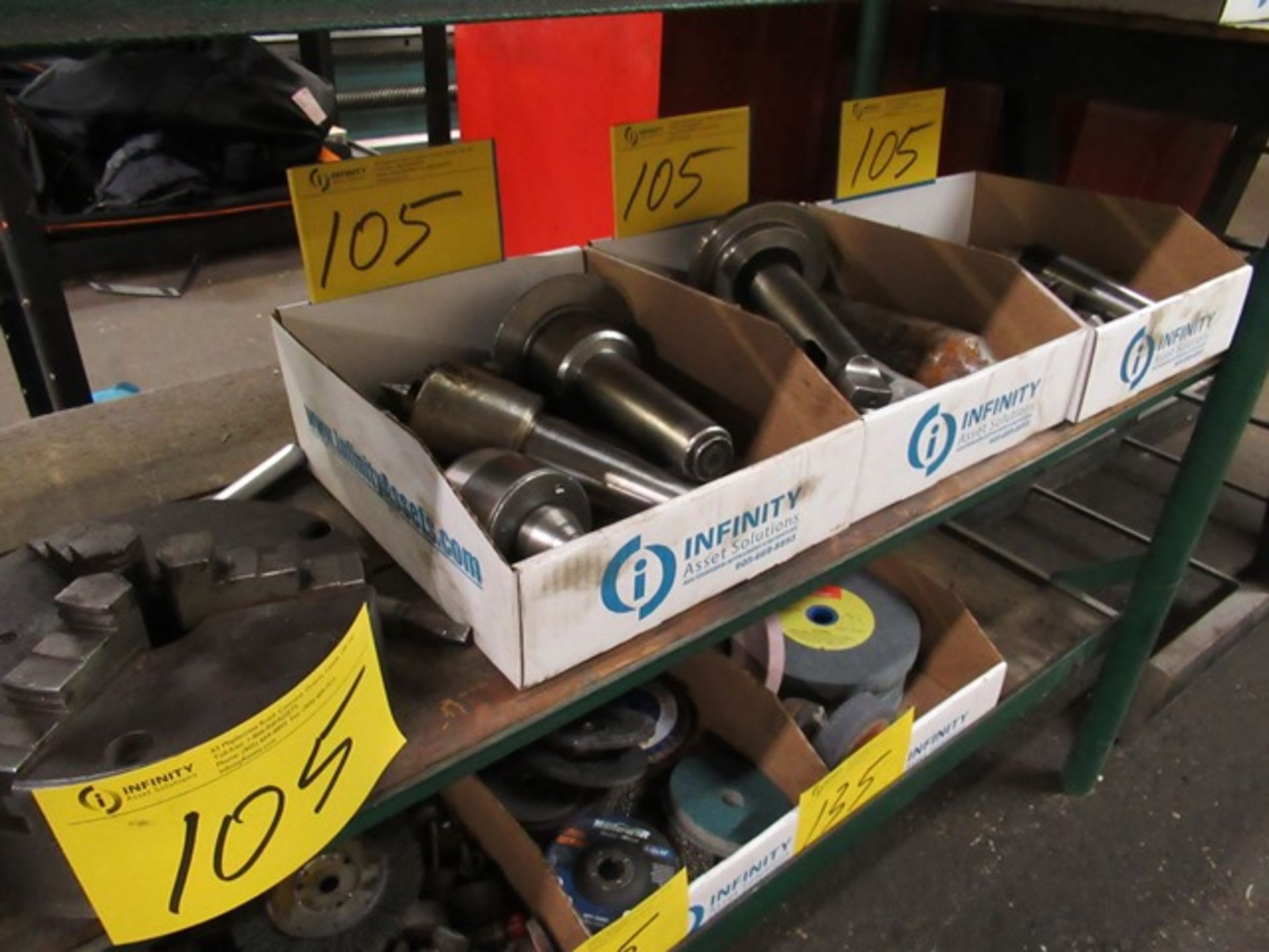 LOT ASST. LATHE CENTERS, 8" 3-JAW CHUCKS, ETC. (3 BOXES)