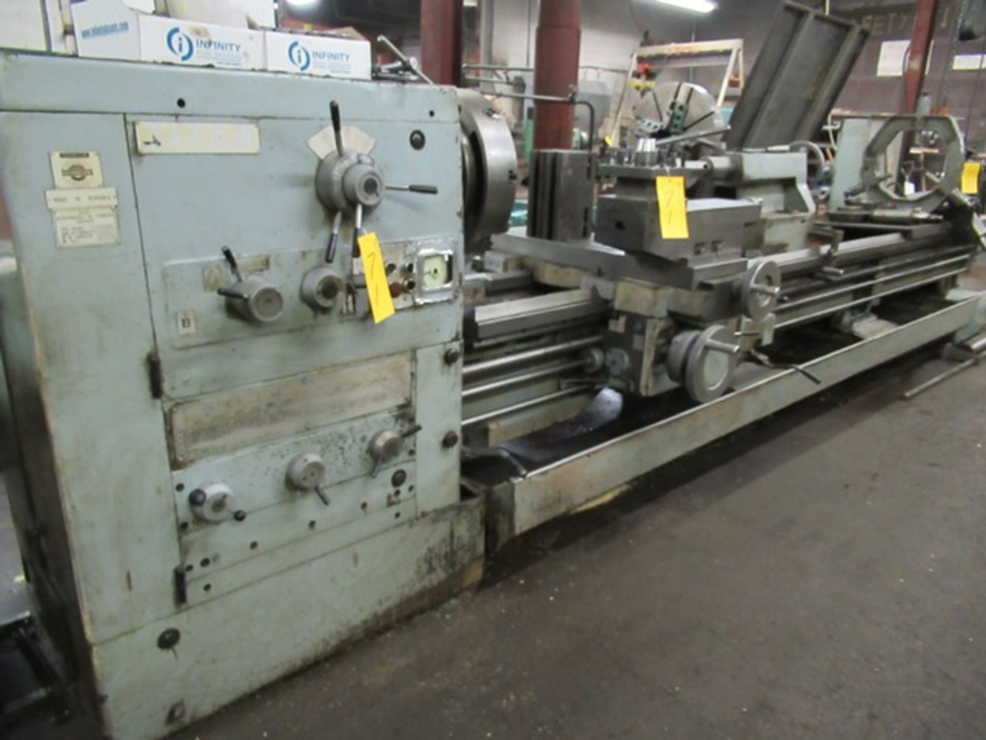 TITAN SNA 800X4000 ENGINE LATHE, 32" SWING, 160" BETWEEN CENTER, 3-1/4" BORE W/STEADY REST, TOOLING,