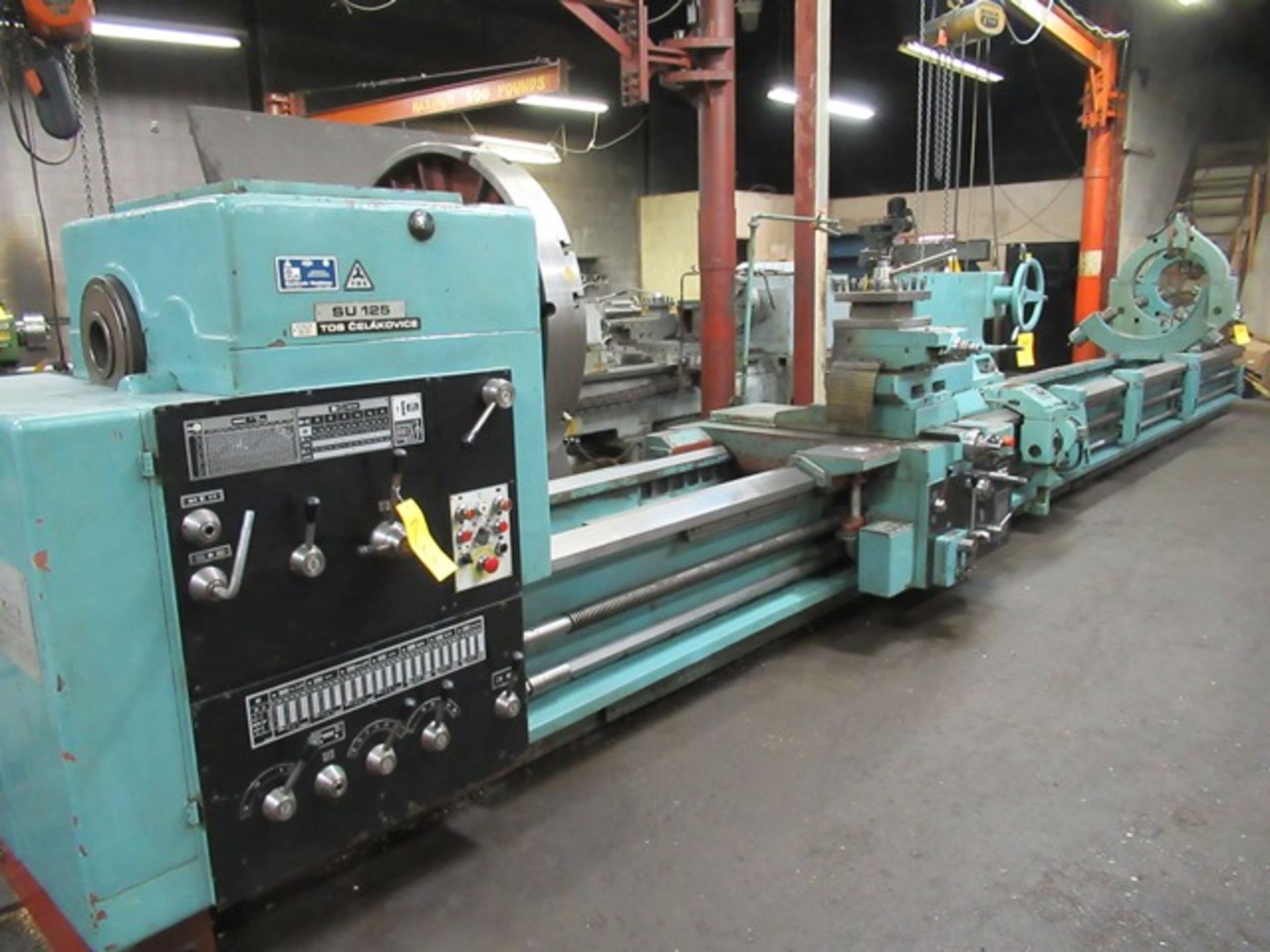 TOS SU125 ENGINE LATHE, 314.96" BETWEEN CENTERS, 50" SWING, 37" SWING OVER CROSS SLIDE, 11,000# WORK