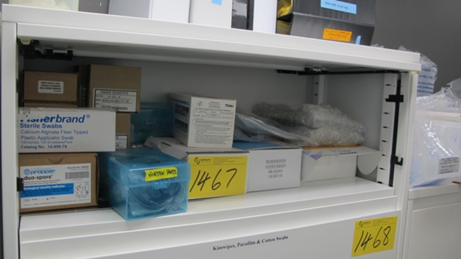 CONTENTS OFFICE CABINET - LAB JACKETS, SWABS, EP TIPS, ETC. (NO CABINET) (LAB)
