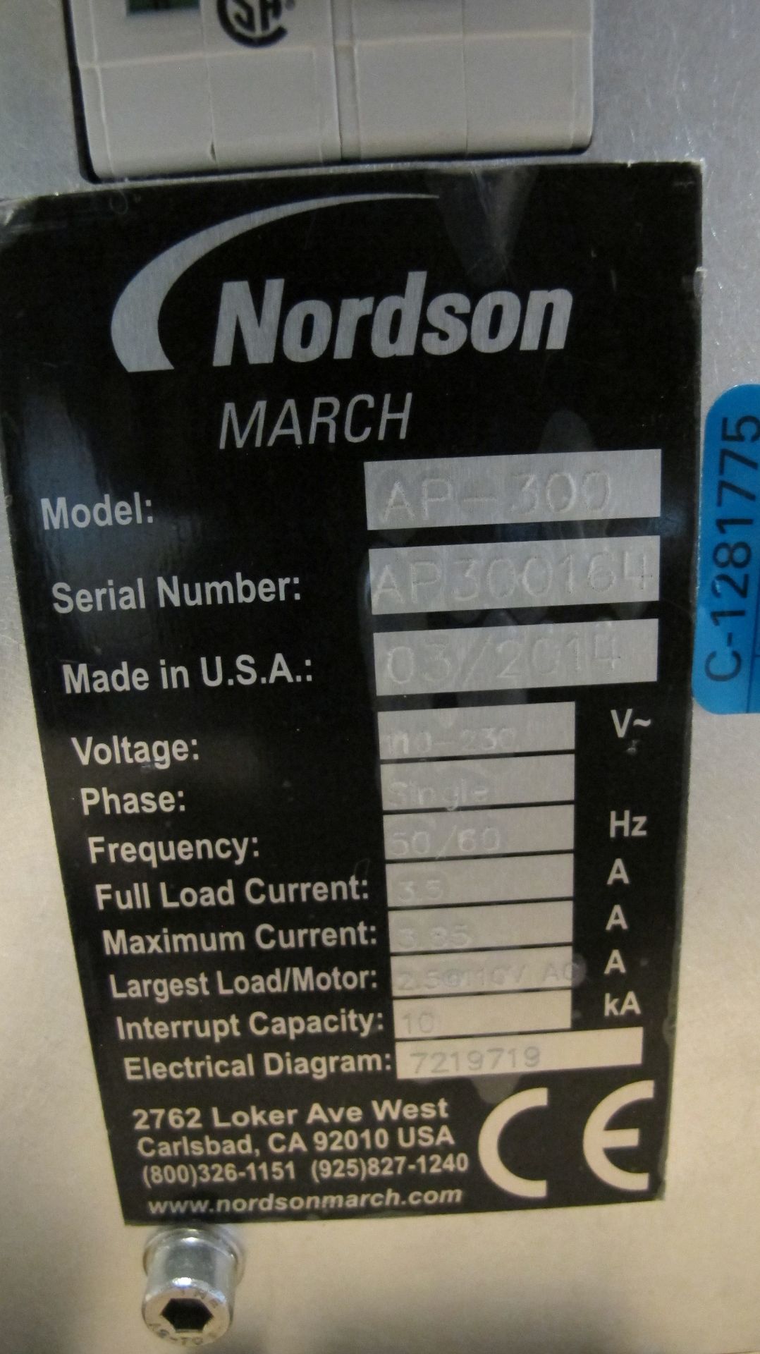 2014 NORDSON MARCH AP-300 VACUUM PLASMA TREATMENT SYSTEM, S/N AP300164 (LOCATED AT ROGUE - Image 7 of 7