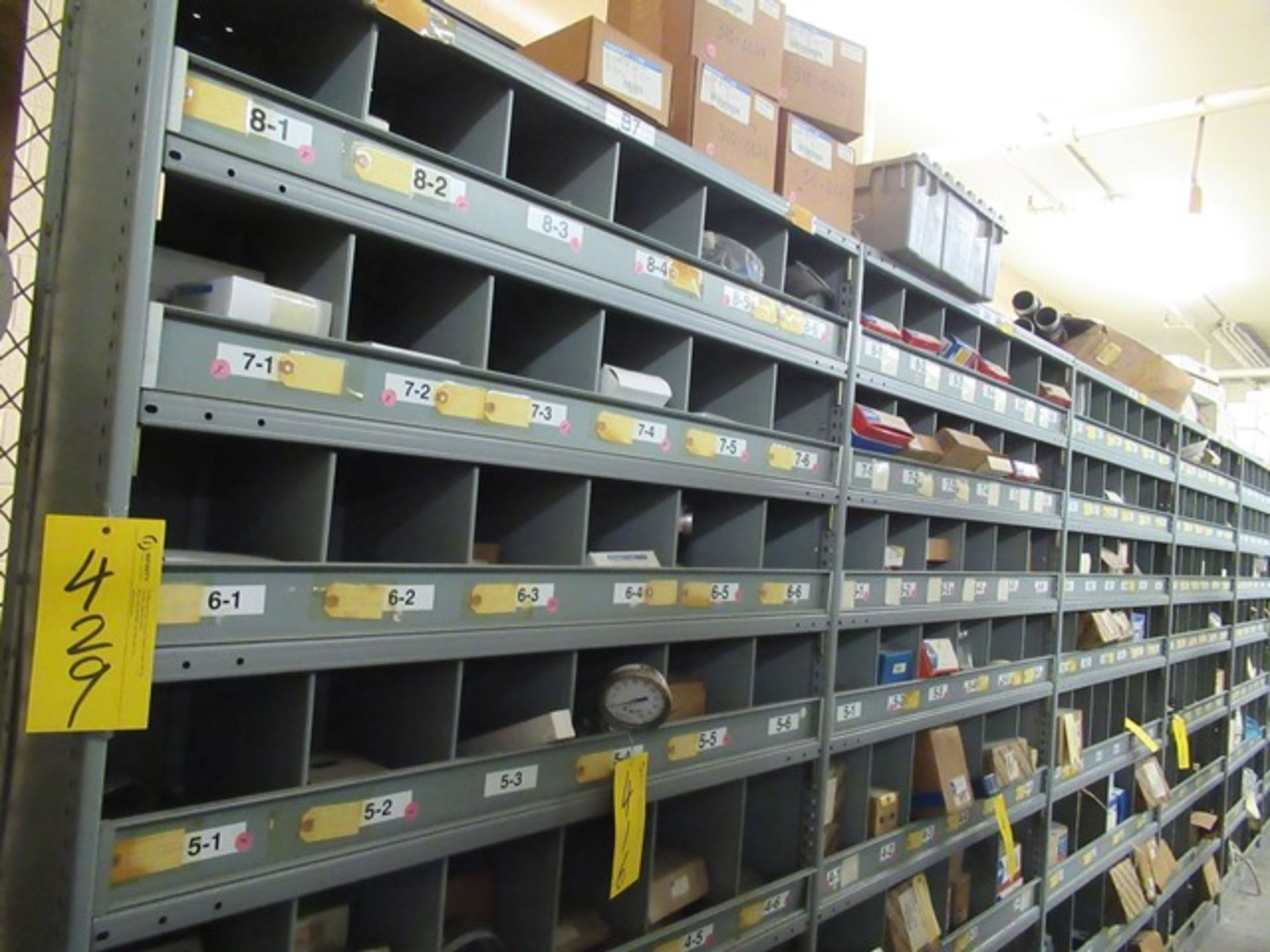 LOT 7 SECTIONS OF GREY CLIIP-LOC 4'X1'X7'H SHELVING - NO CONTENTS (DELAYED DELIVERY) (M-S