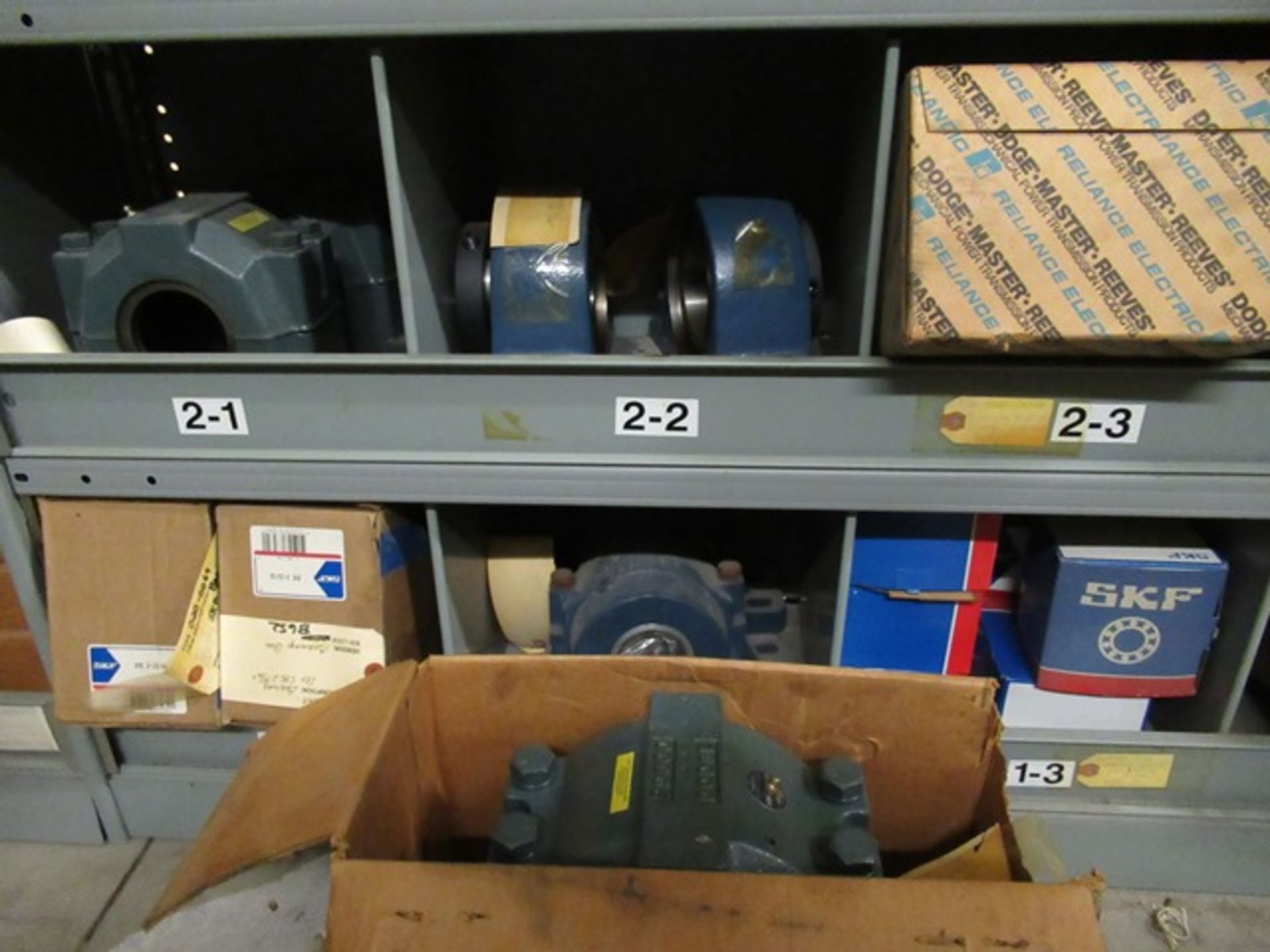 LOT ASST. SKF MASTER REEVESDOGE BEARINGS, PILLOW BLOCKS, ETC. 2 SECTIONS OF SHELVING (M-S) - Image 6 of 9