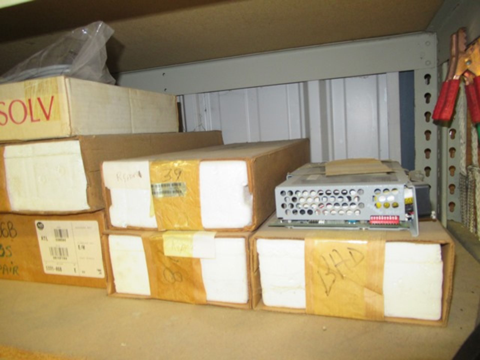 LOT ASST. PLANT LIGHTS, BALLISTS, ELECTRICAL PARTS, ETC. 4-SECTIONS SHELVING (M-S0 - Image 7 of 7