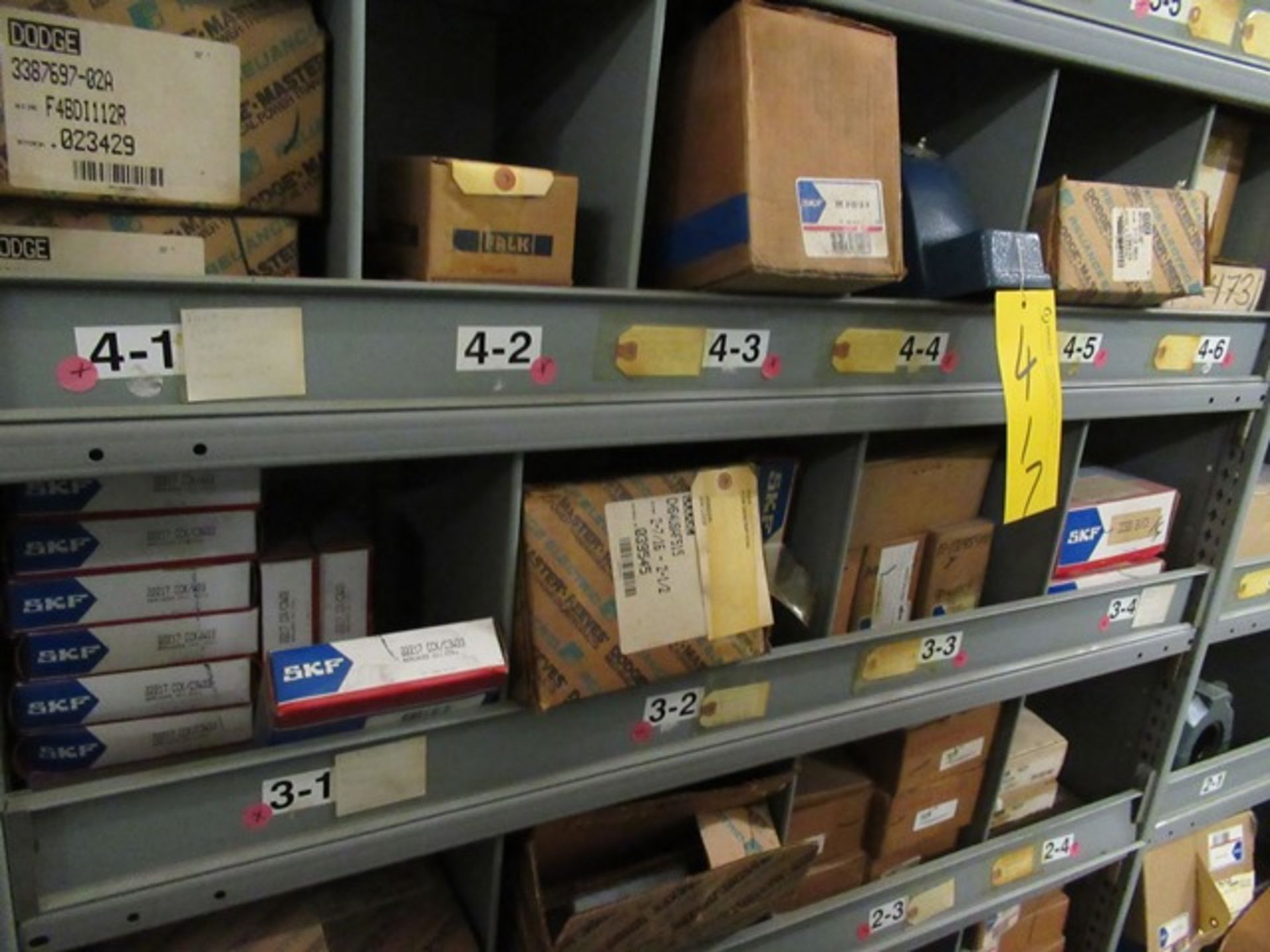 LOT ASST. SKF MASTER REEVESDOGE BEARINGS, PILLOW BLOCKS, ETC. 2 SECTIONS OF SHELVING (M-S) - Image 3 of 9