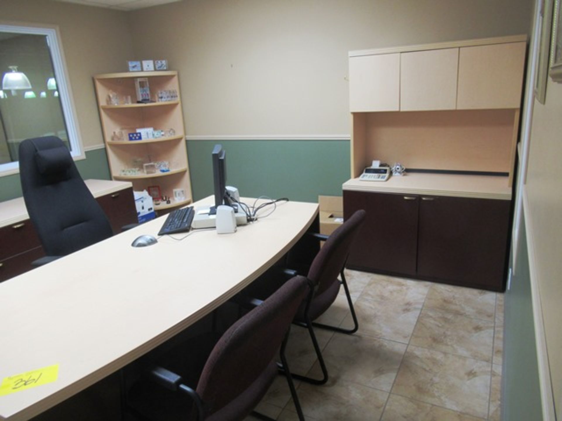 OFFICE SUITE C/W DESK, CORNER SHELF, BACK STORAGE SYSTEM & CHAIRS - Image 2 of 2