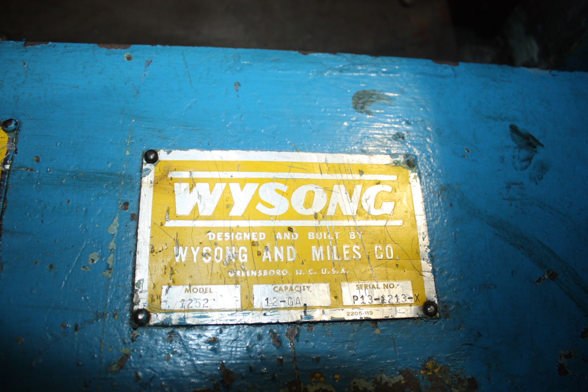 WYSONG 1252 MECHANICAL SHEAR, CAP: 12 GA - Image 5 of 5