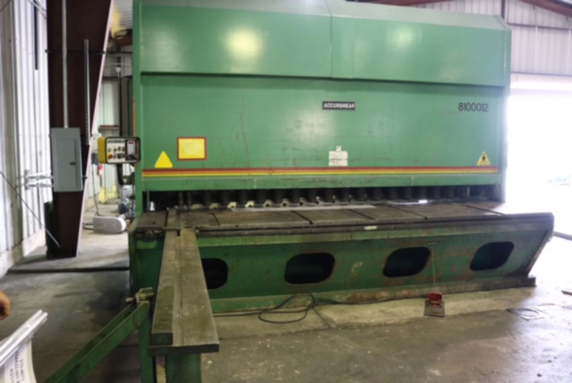 ACCURSHEAR HYDRAULIC POWER SHEAR, MDL 8100012, YEAR: 1999, ACCURSHEAR SC2 PROGRAMMABLE FRONT