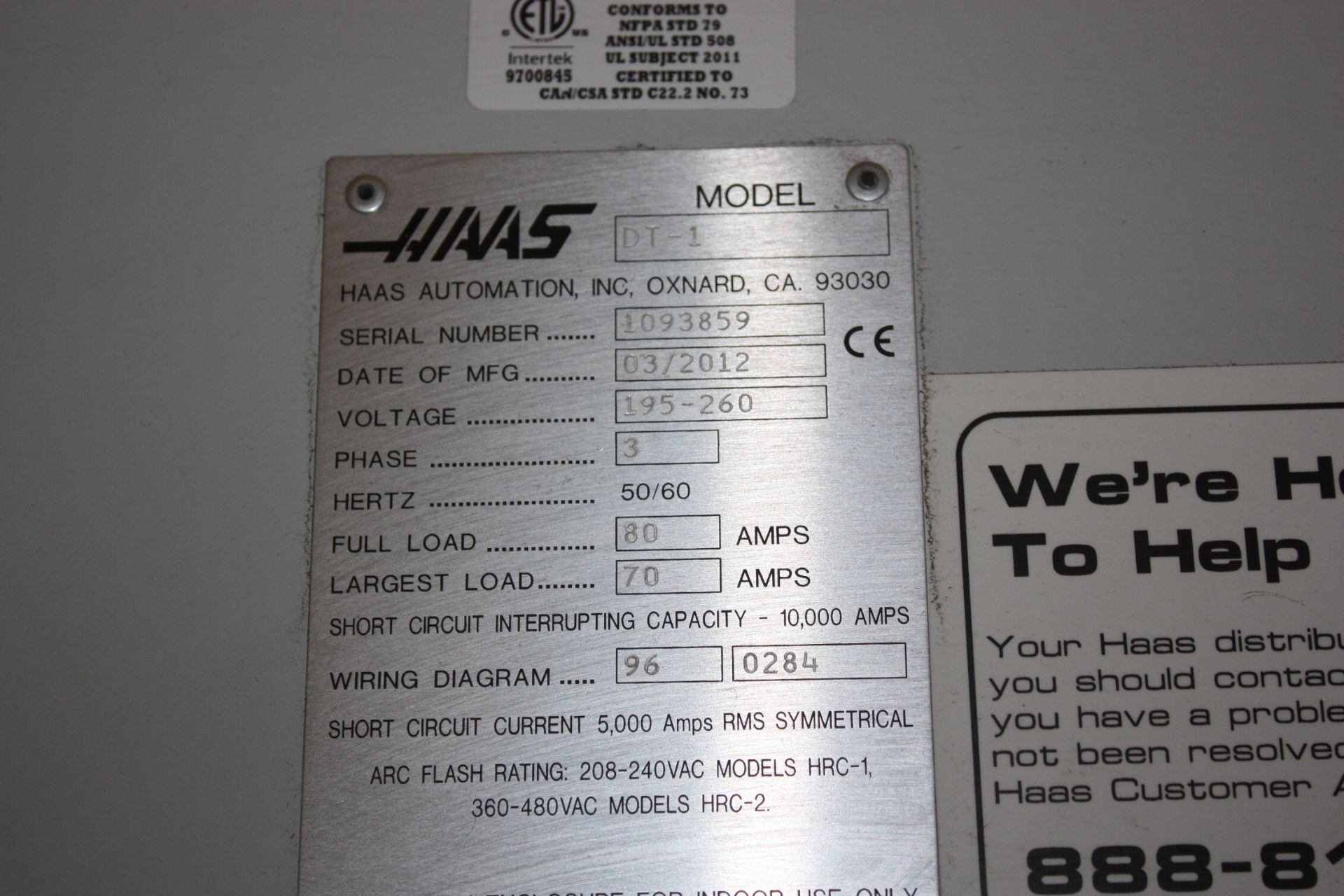 HAAS DT 1 DRILL TAP CENTER, SPINDLE: 15000 RPM, LOW HOURS - Image 13 of 13