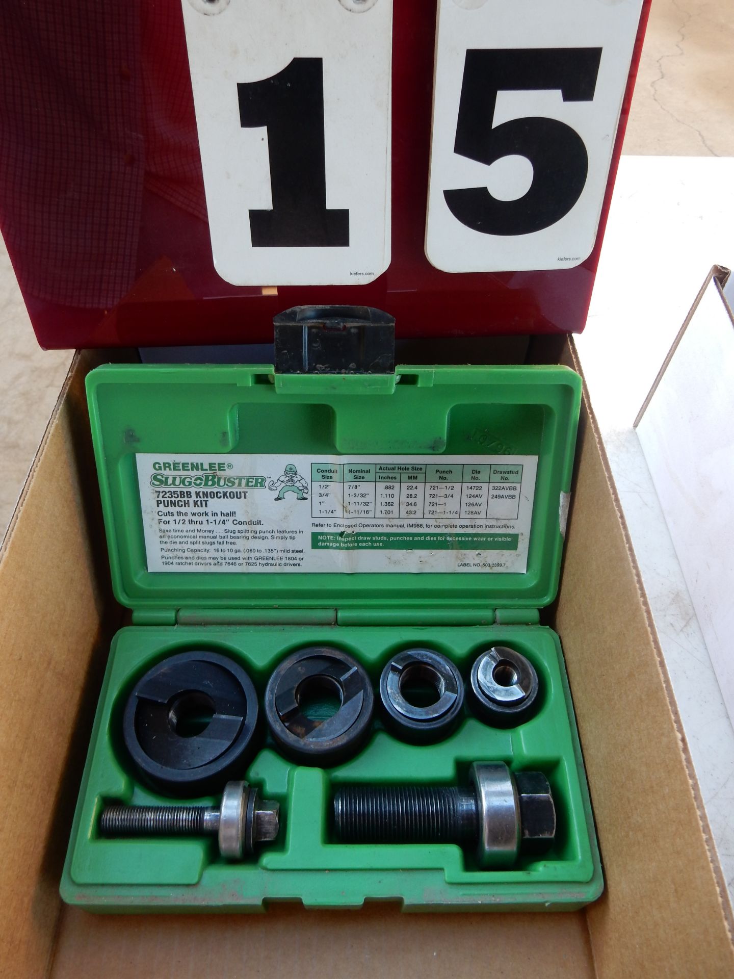 GREENLEE KNOCKOUT PUNCH KIT, 1/2" TO 1 1/4" CAP