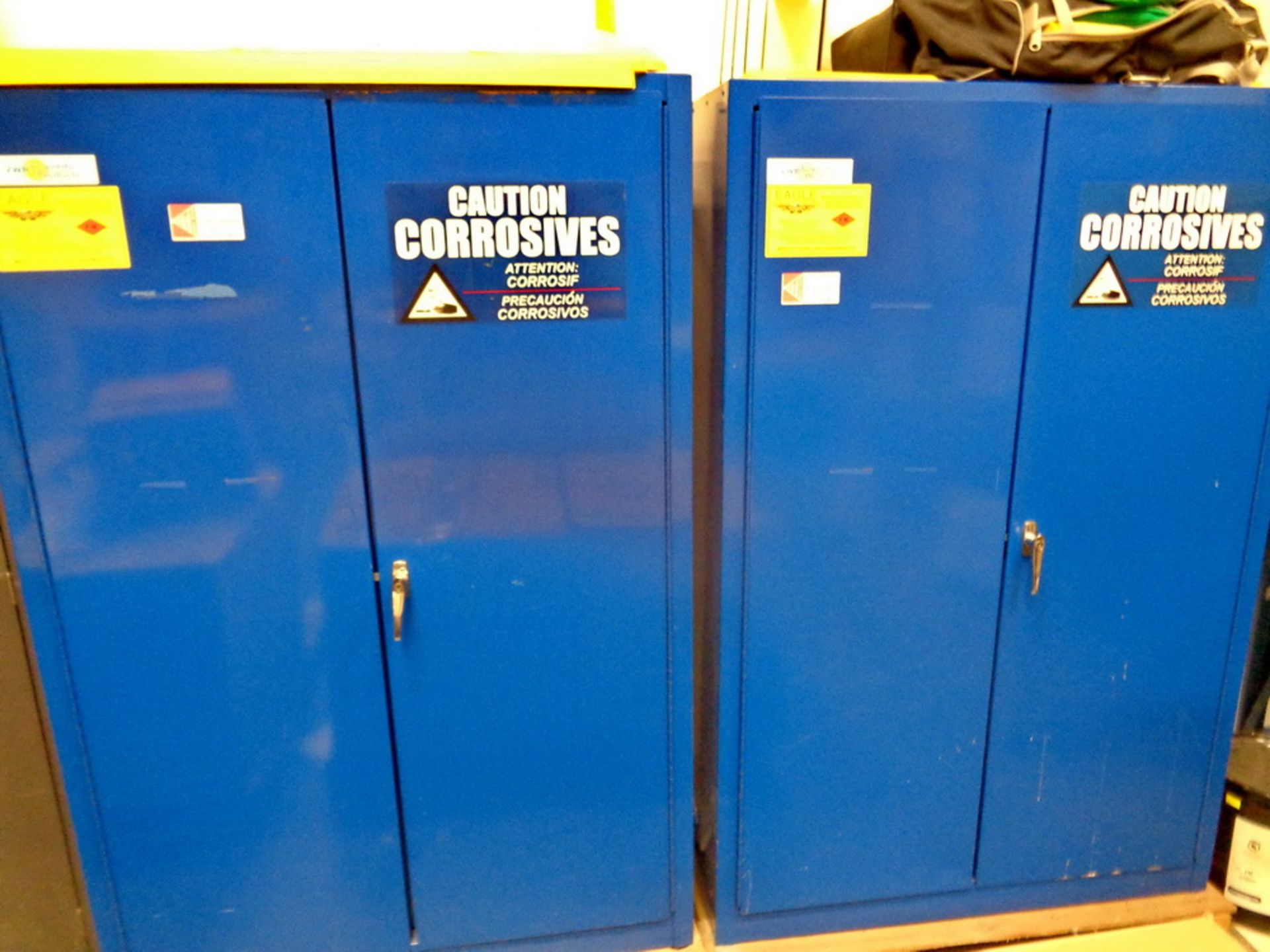 (2) Eagle 45 gallon Two Door Corrosives Storage Cabinet, Model CRA-47 (Note: 2nd loading dock)