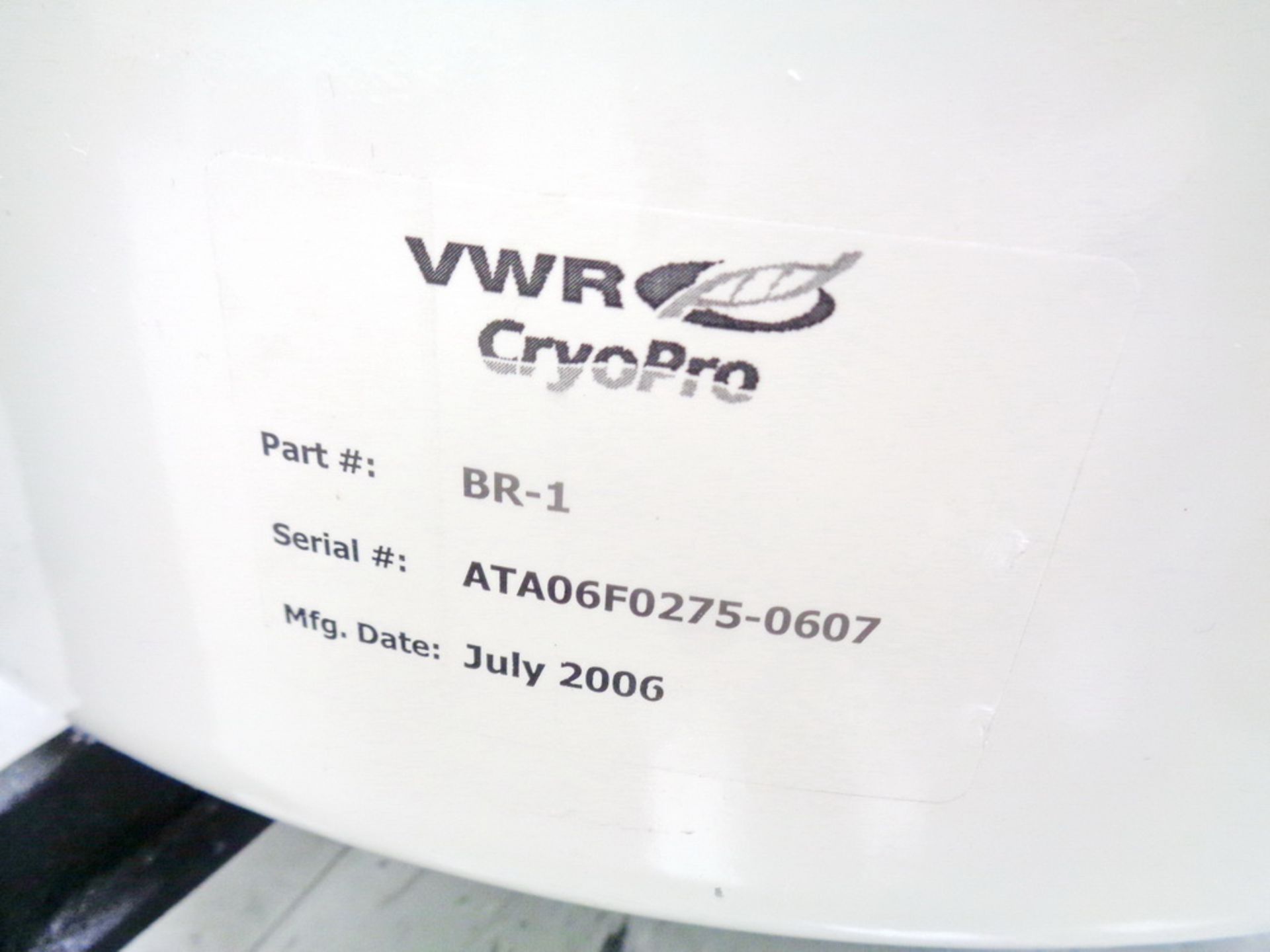 VWR Liquid Nitrogen Tank, Model CryoPro BR-1, S/N ATA06F0275-0607 - Image 2 of 2