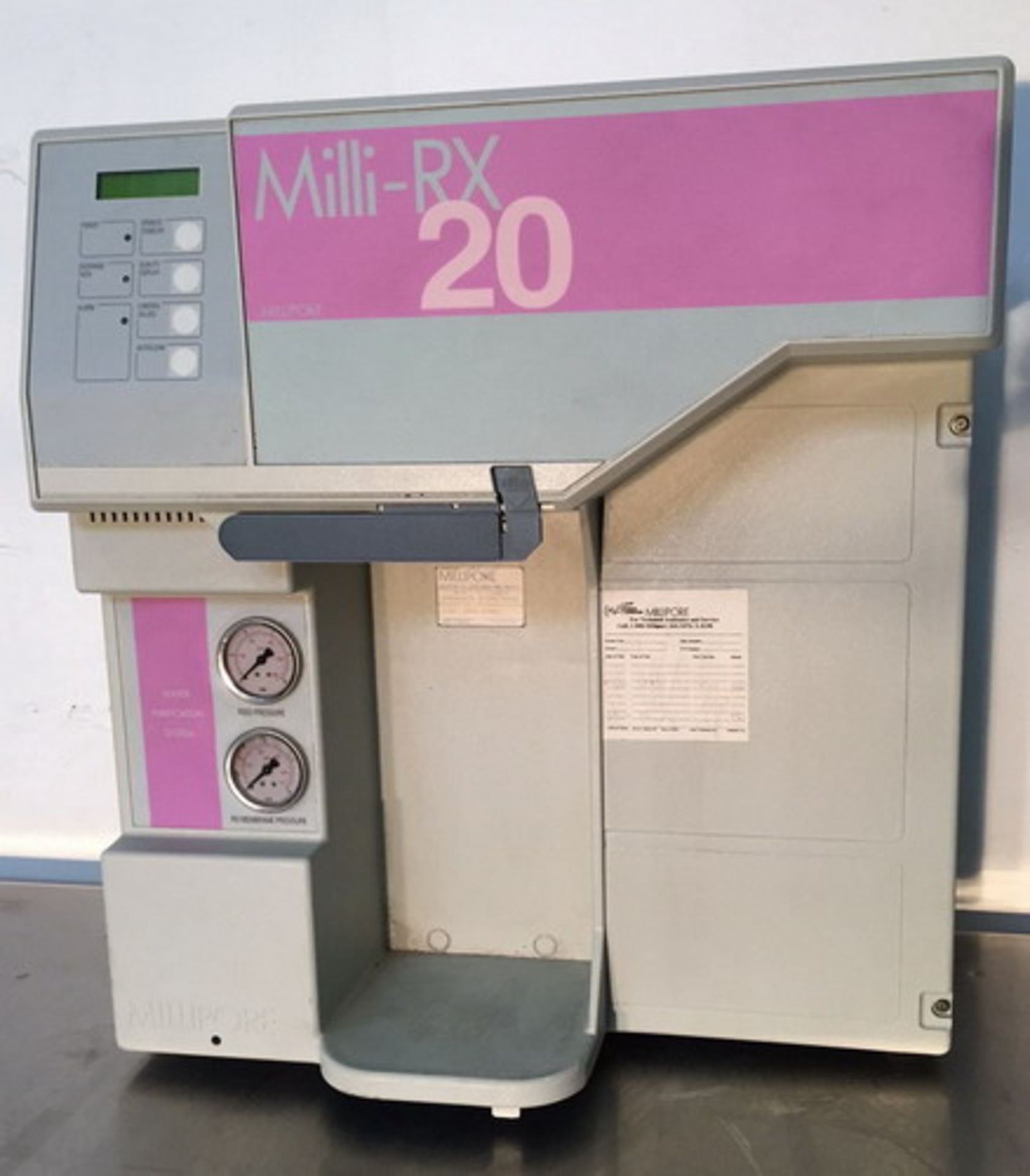 1-Millipore Water Purification System, Model Milli-RX20, SN F1HN77571C