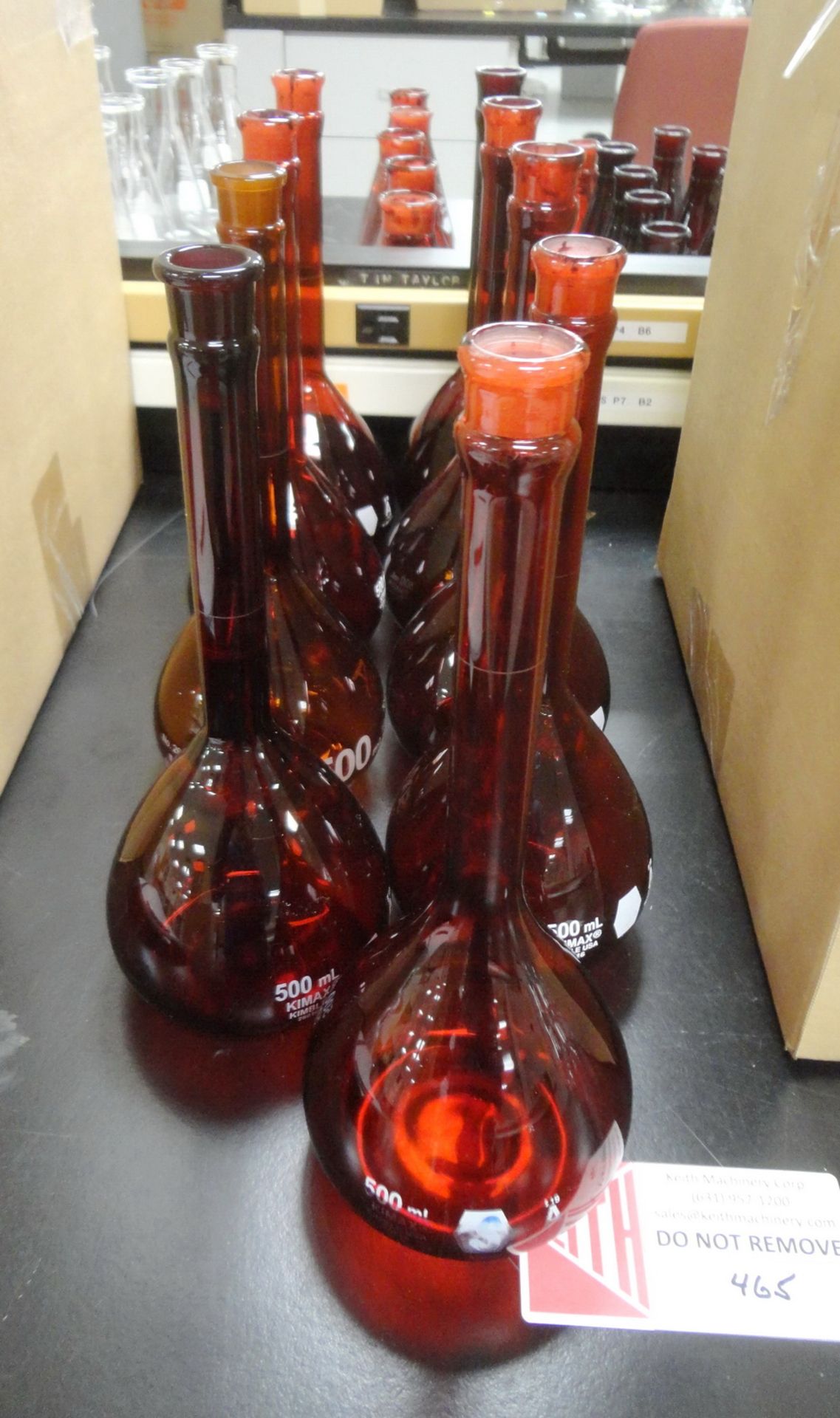 (9) 500 ml amber volumetric flasks