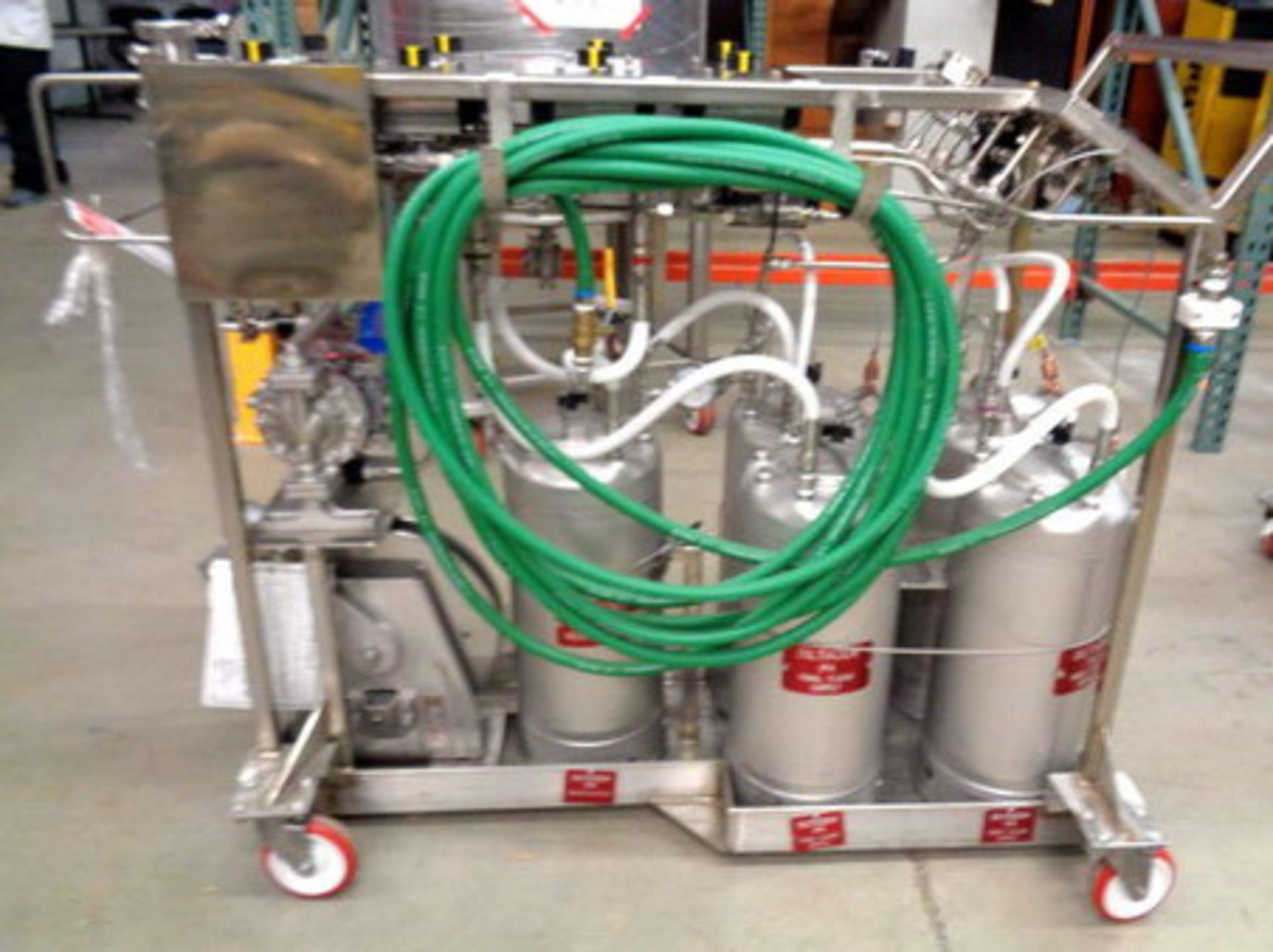 Solvent Flush Cart with 5 Pressure Tanks and 1 Diaphram Pump