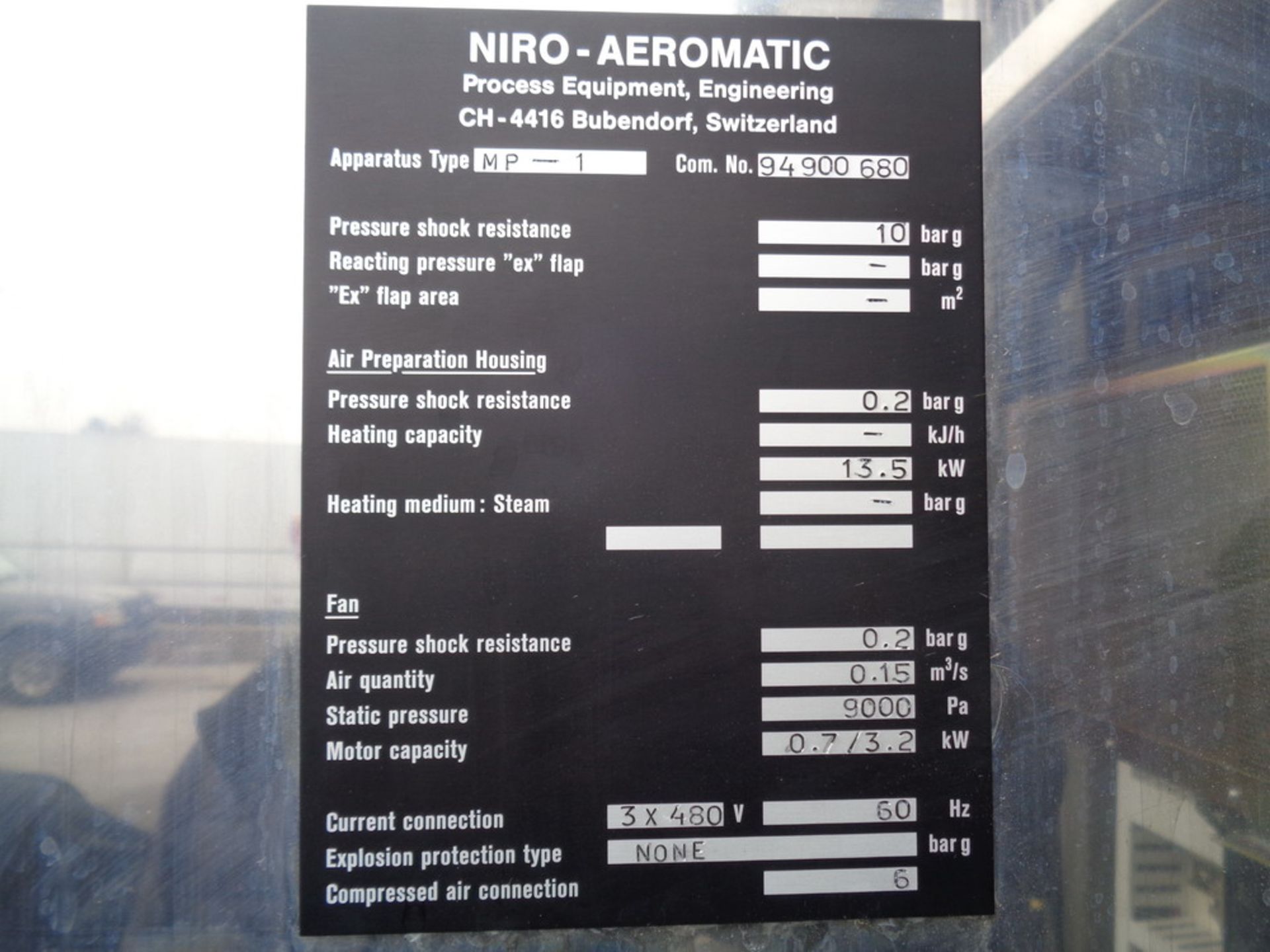 Niro-Aeromatic Fluid Bed Granulator, Model MP-1, Com.No. 94900680. - Image 12 of 22