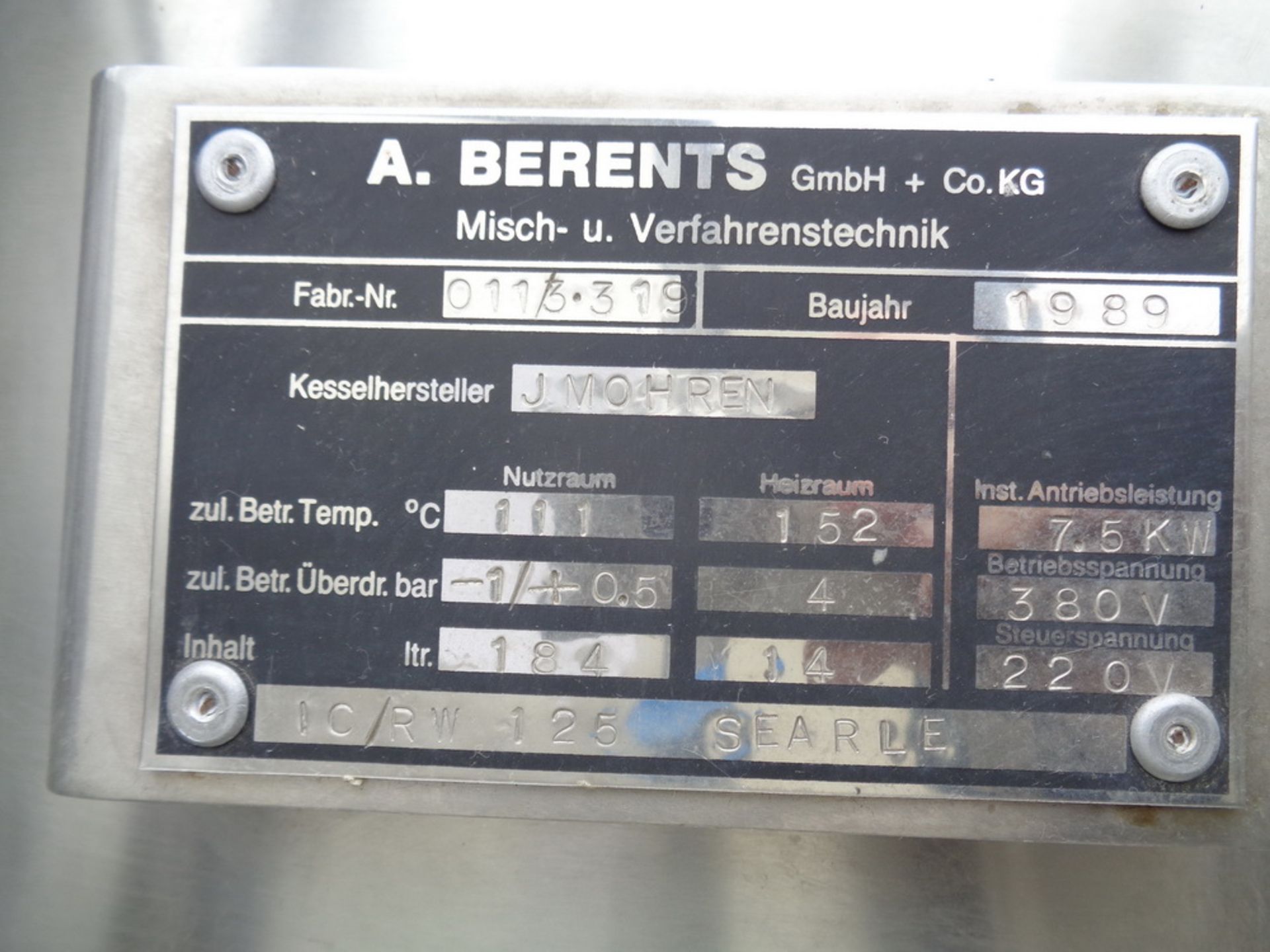 Becomix 125 Liter Stainless Steel Homogenizing/Scraper Jacketed Mixing System, Model D-2805 - Image 5 of 18