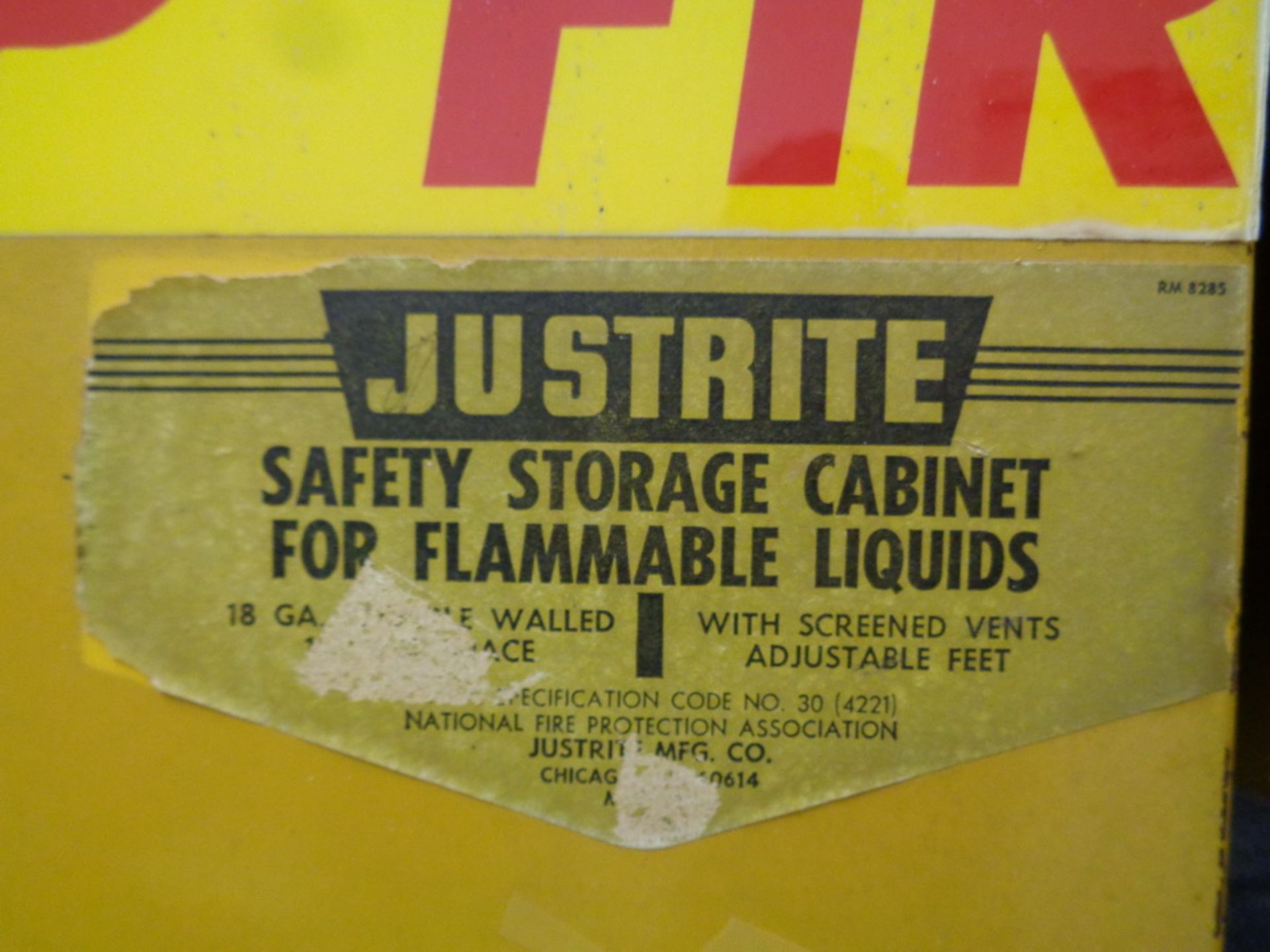 Justrite 18 Gallons 2 Door Flammable Cabinet - Image 2 of 3