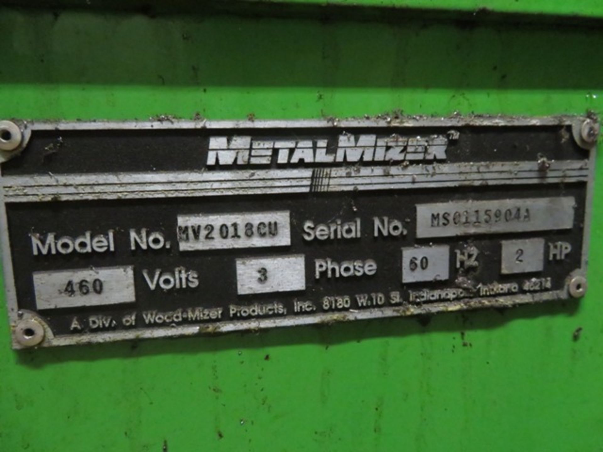 Metal Mizer Mdl. MV2018 Vertical Bandsaw, 460 Volts, 3 Phase, 2 hp, S/N MS0115904A - Image 3 of 5