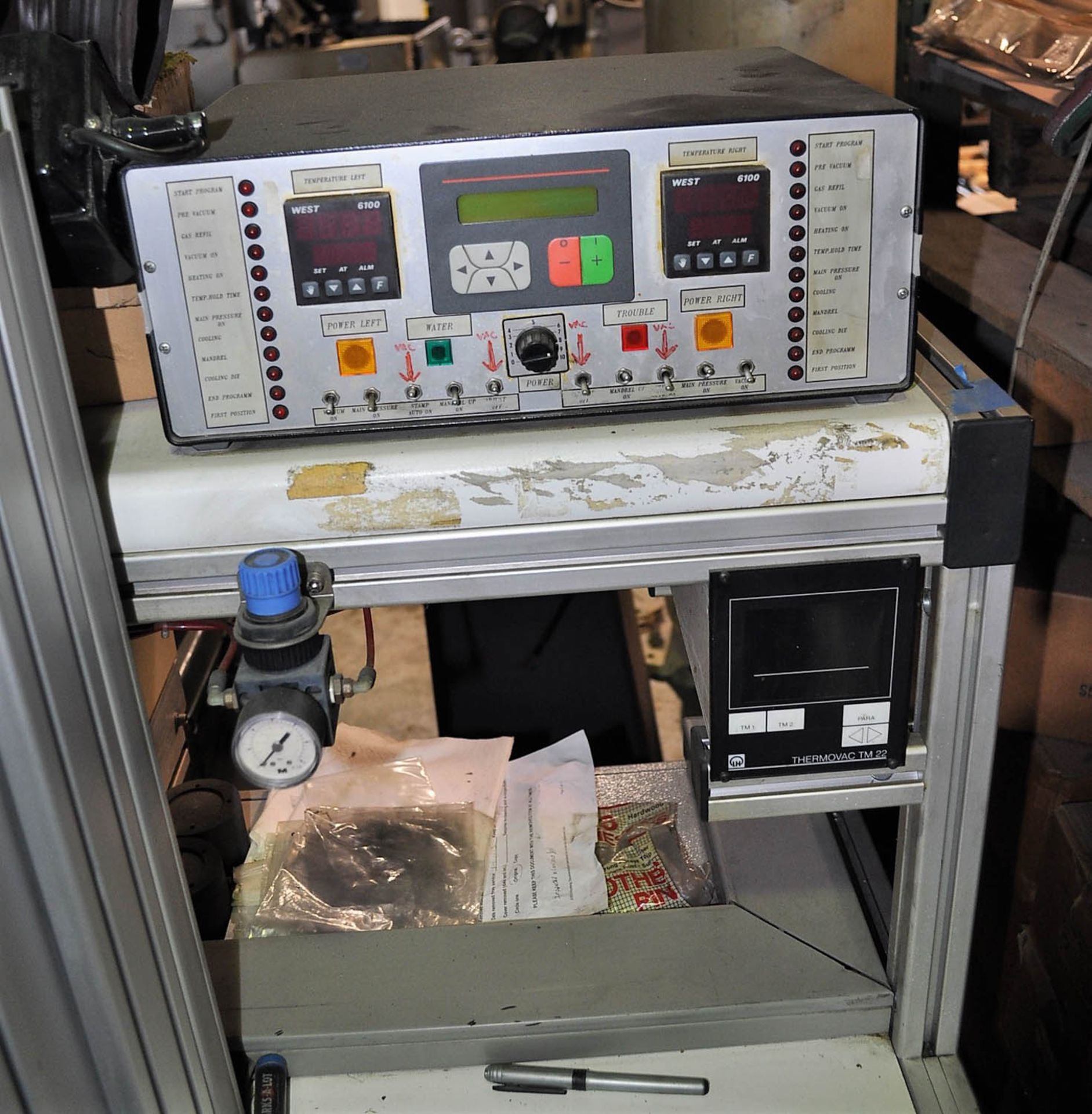 SHULTHEISS BONDING MACHINE, DUAL PRESS TYPE, WITH DIGITAL TEMPERATURE CONTROLS, VACUUM PUMP, WATER - Image 5 of 5