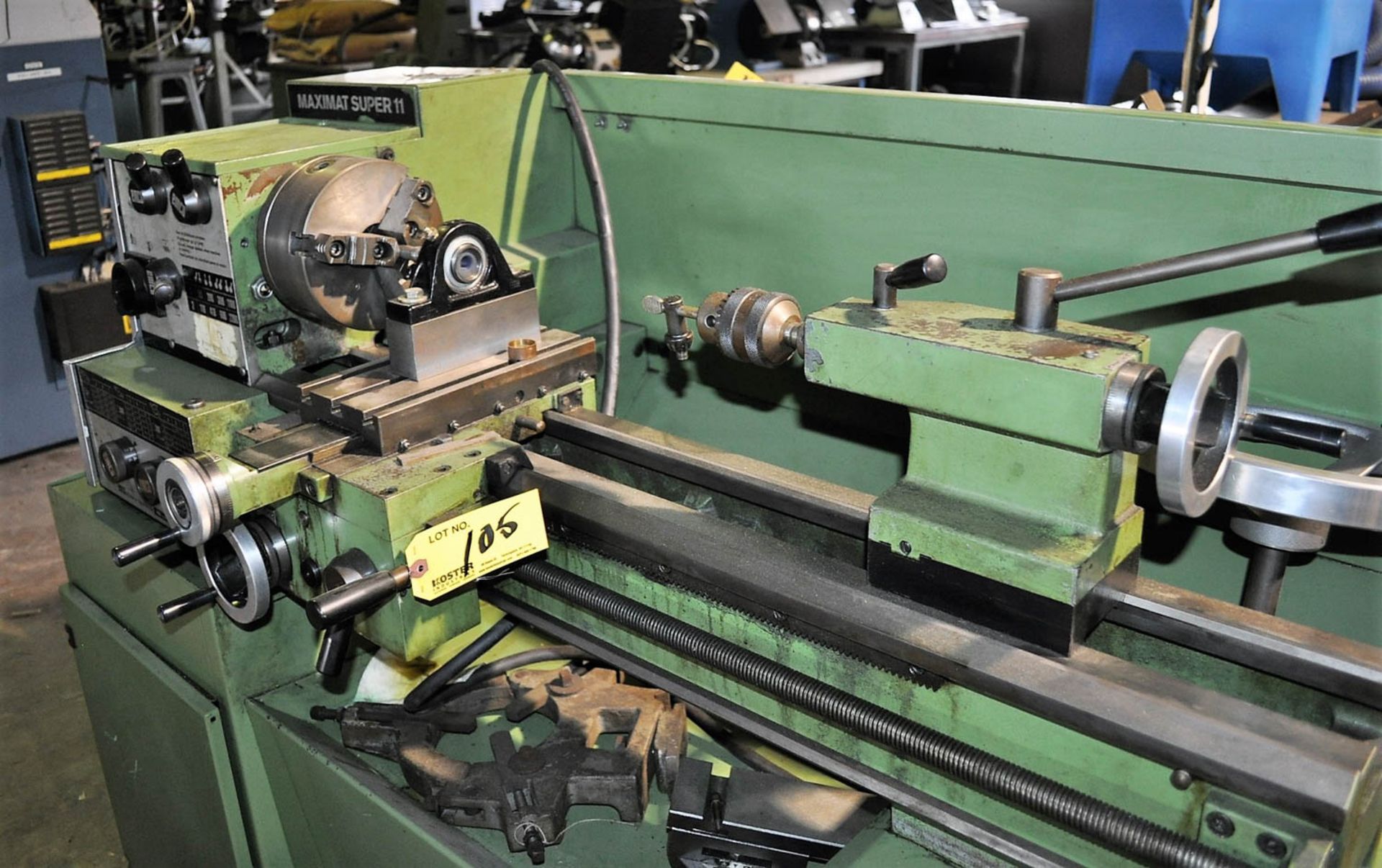 MAXIMAT SUPER II 8'' X 28'' GEARED HEAD ENGINE LATHE, WITH POWER FEEDS, 55-2200 RPM, 3-JAW CHUCK, - Image 3 of 3