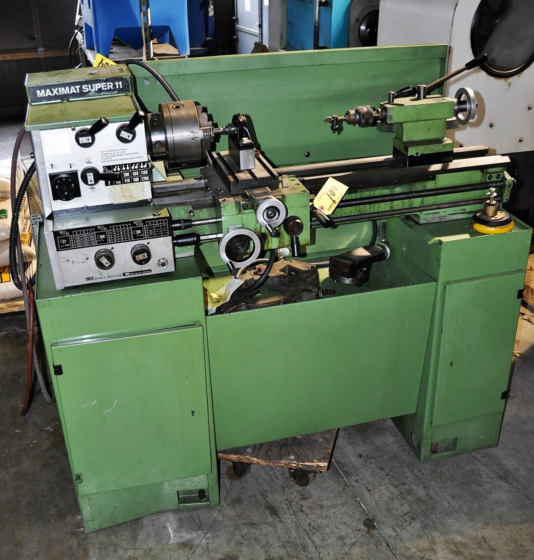 MAXIMAT SUPER II 8'' X 28'' GEARED HEAD ENGINE LATHE, WITH POWER FEEDS, 55-2200 RPM, 3-JAW CHUCK,