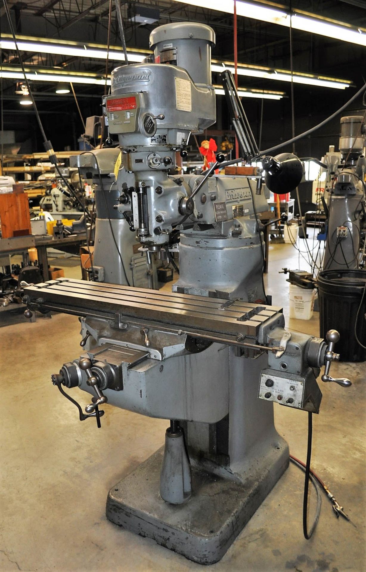 BRIDGEPORT SERIES I 2HP VERTICAL MILLING MACHINE, WITH 9'' X 42'' POWER FEED TABLE, R-8 SPINDLE,