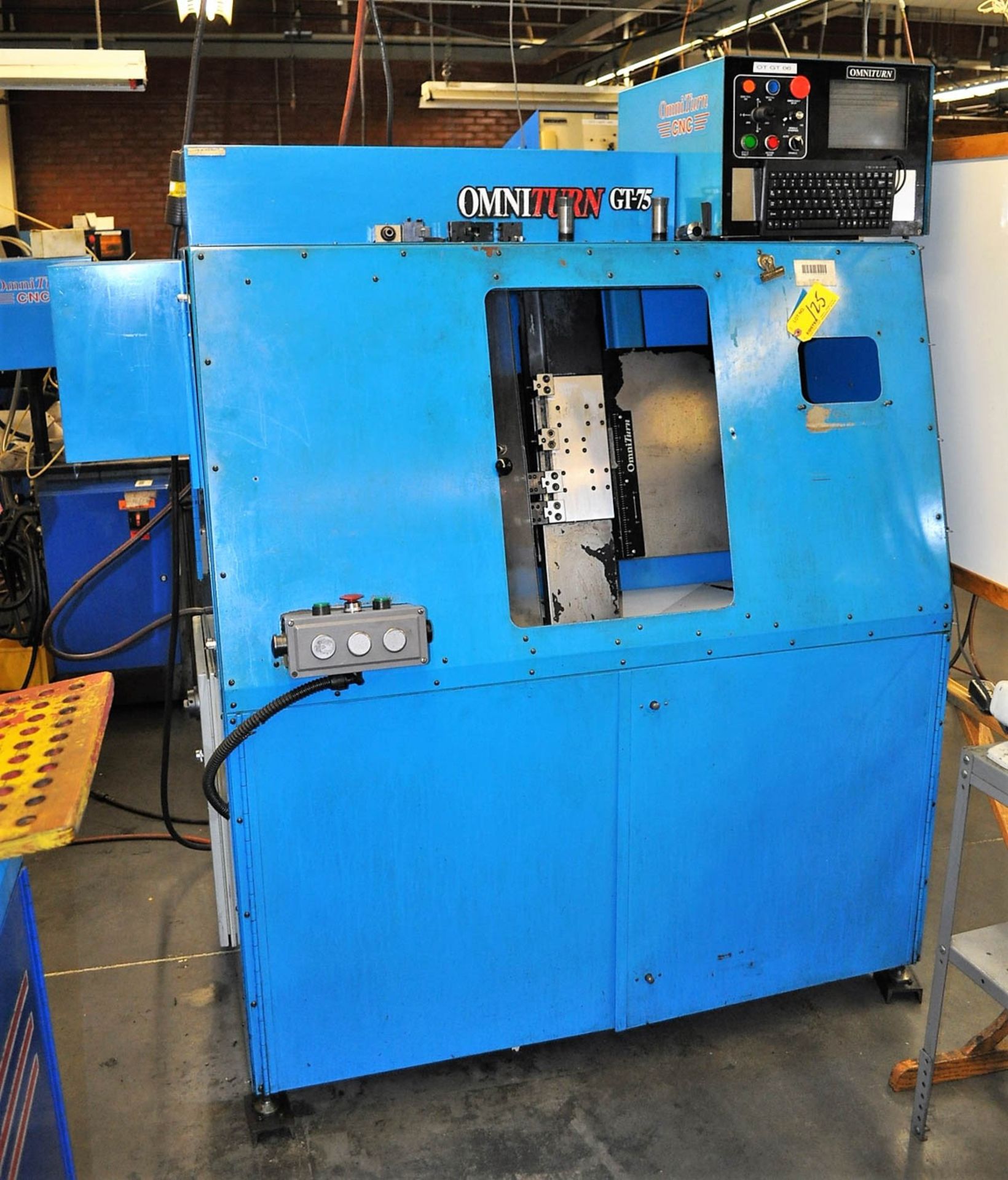 OMNITURN MDL. GT-75 2-AXIS CNC TURNING CENTER, WITH 5-C COLLET CHUCK, TOOL SLIDE, OMNITURN CNC