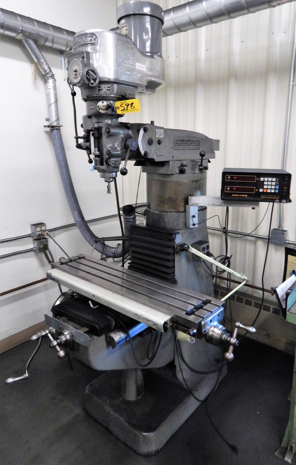 BRIDGEPORT VERTICAL MILLING MACHINE, WITH ACU-RITE II 2-AXIS DIGITAL READOUT, 9'' X 42'' TABLE, 60-