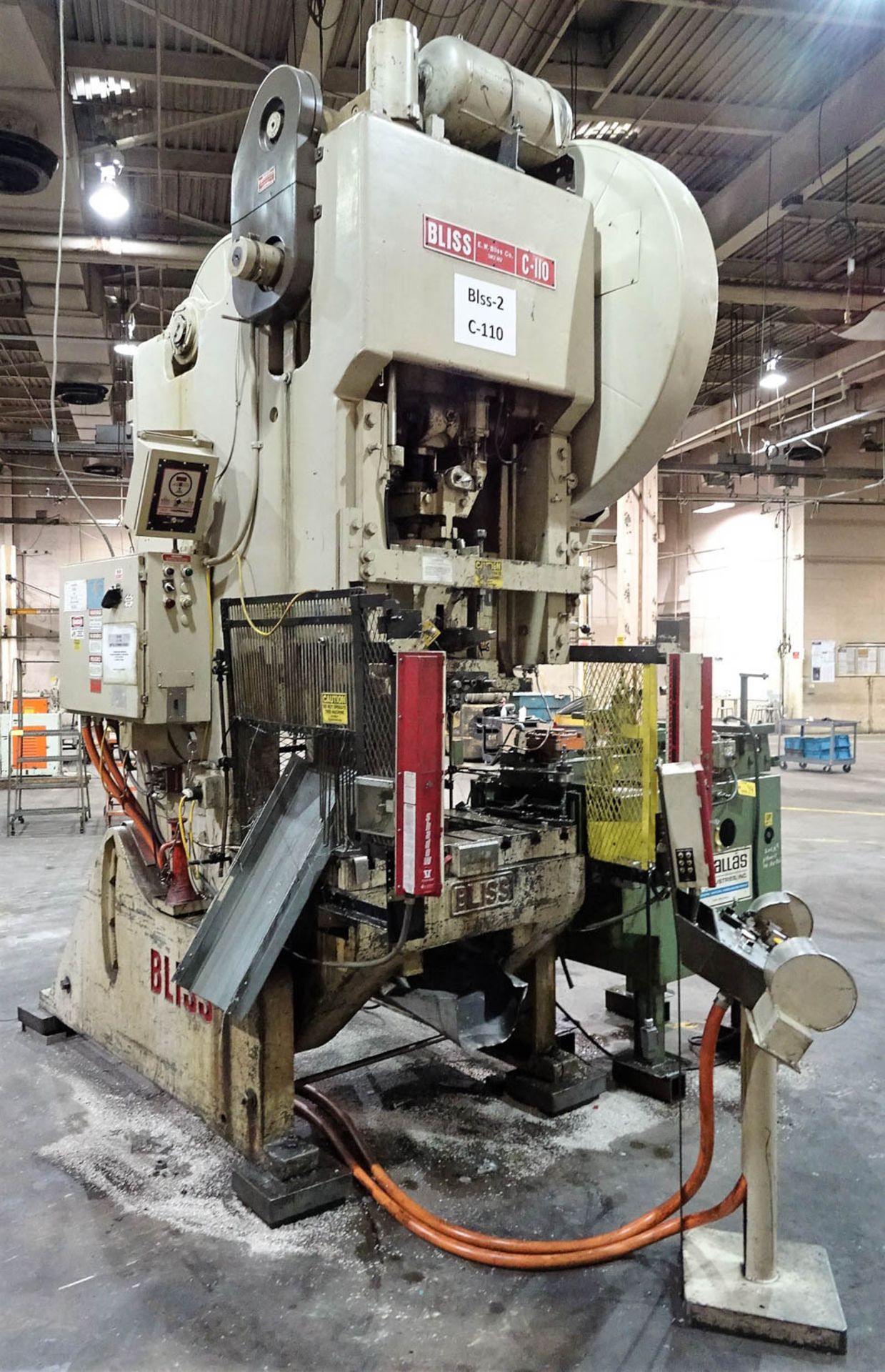 BLISS MDL. C-110 110-TON BACK GEARED OBI PRESS, WITH 8'' STROKE, AIR CLUTCH, 19'' SHUT HEIGHT, 4'' - Image 3 of 17