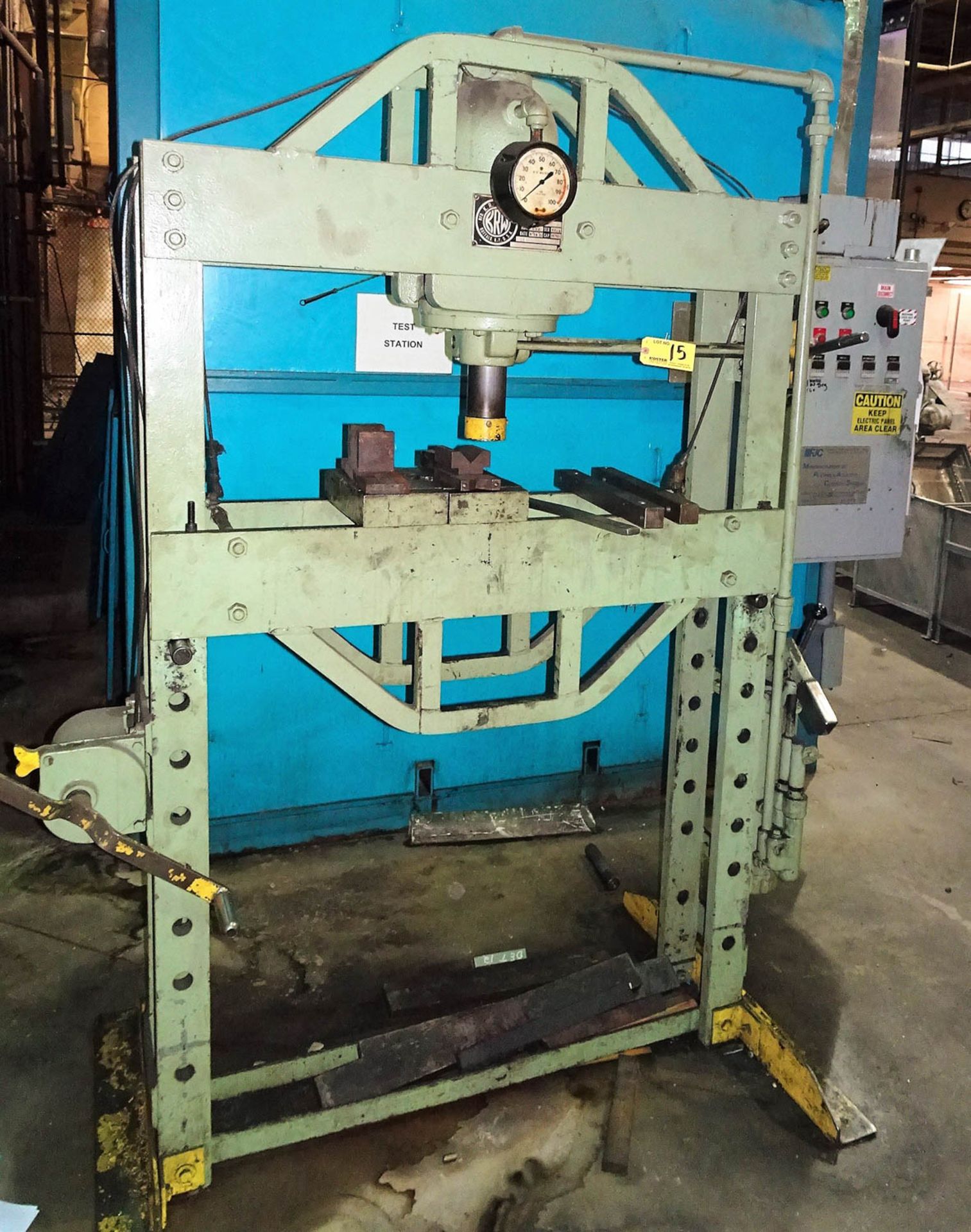 K. R. WILSON MDL. 37FX 75 TON CAPACITY H-FRAME MANUAL HYDRAULIC PRESS, WITH APPROXIMATELY 41'' - Image 2 of 2