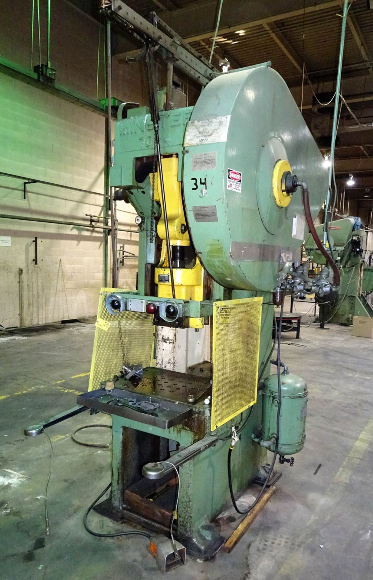 MINSTER MDL. 70-4 FLYWHEEL TYPE 60-TON NON-INCLINABLE PRESS, WITH 6'' STROKE, AIR CLUTCH, 3''