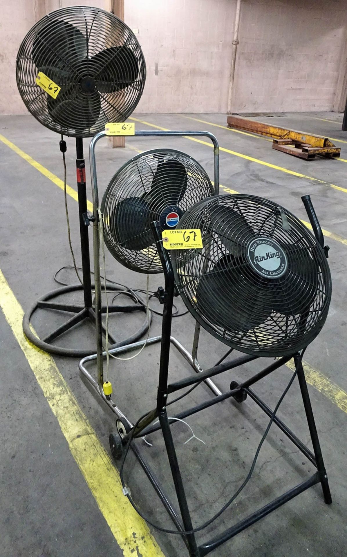 (3) INDUSTRIAL SHOP FANS WITH STANDS