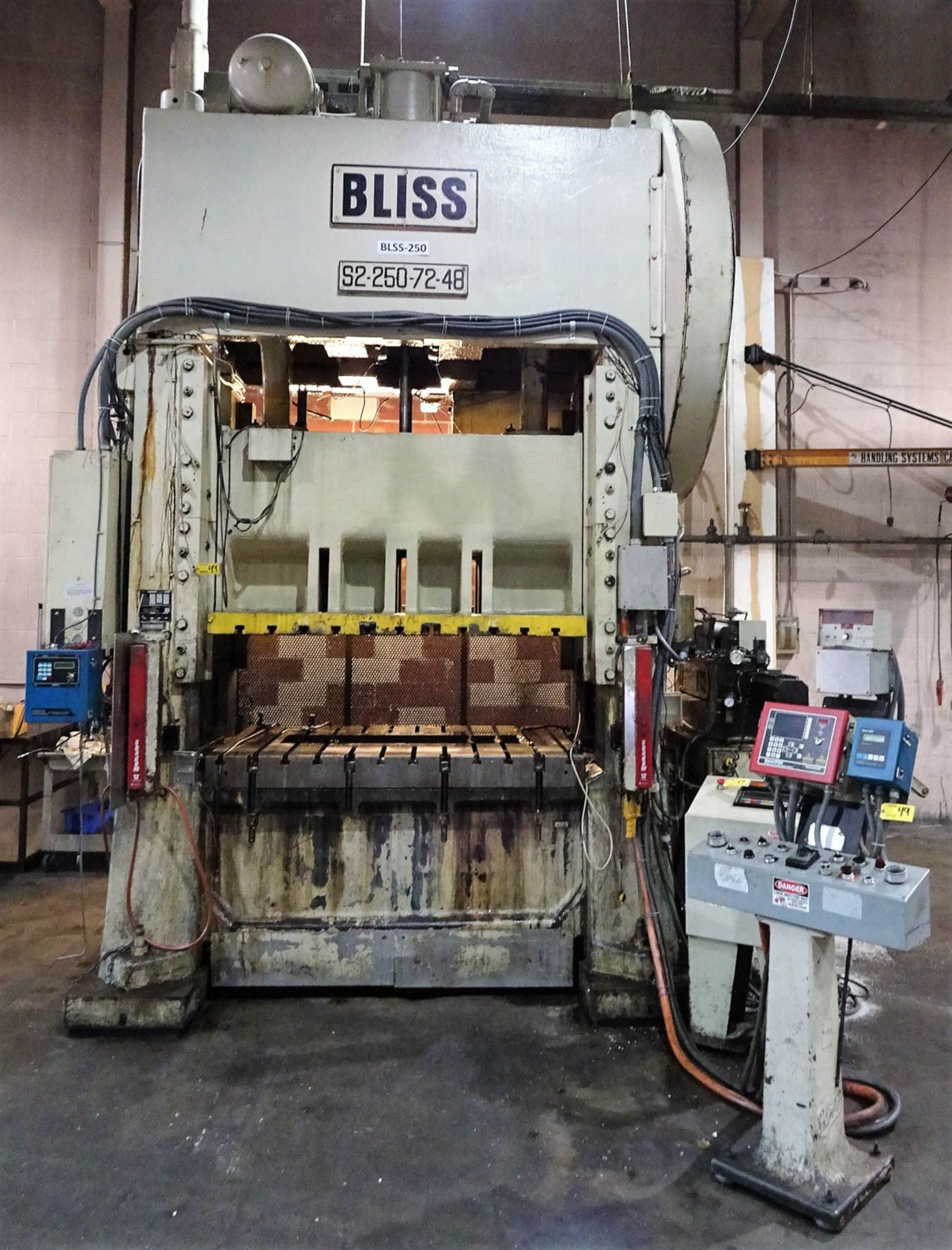 BLISS MDL. S2-250-72-48 250-TON STRAIGHT SIDE DOUBLE CRANK HIGH SPEED PRESS, AIR CLUTCH, 8'' STROKE, - Image 2 of 21