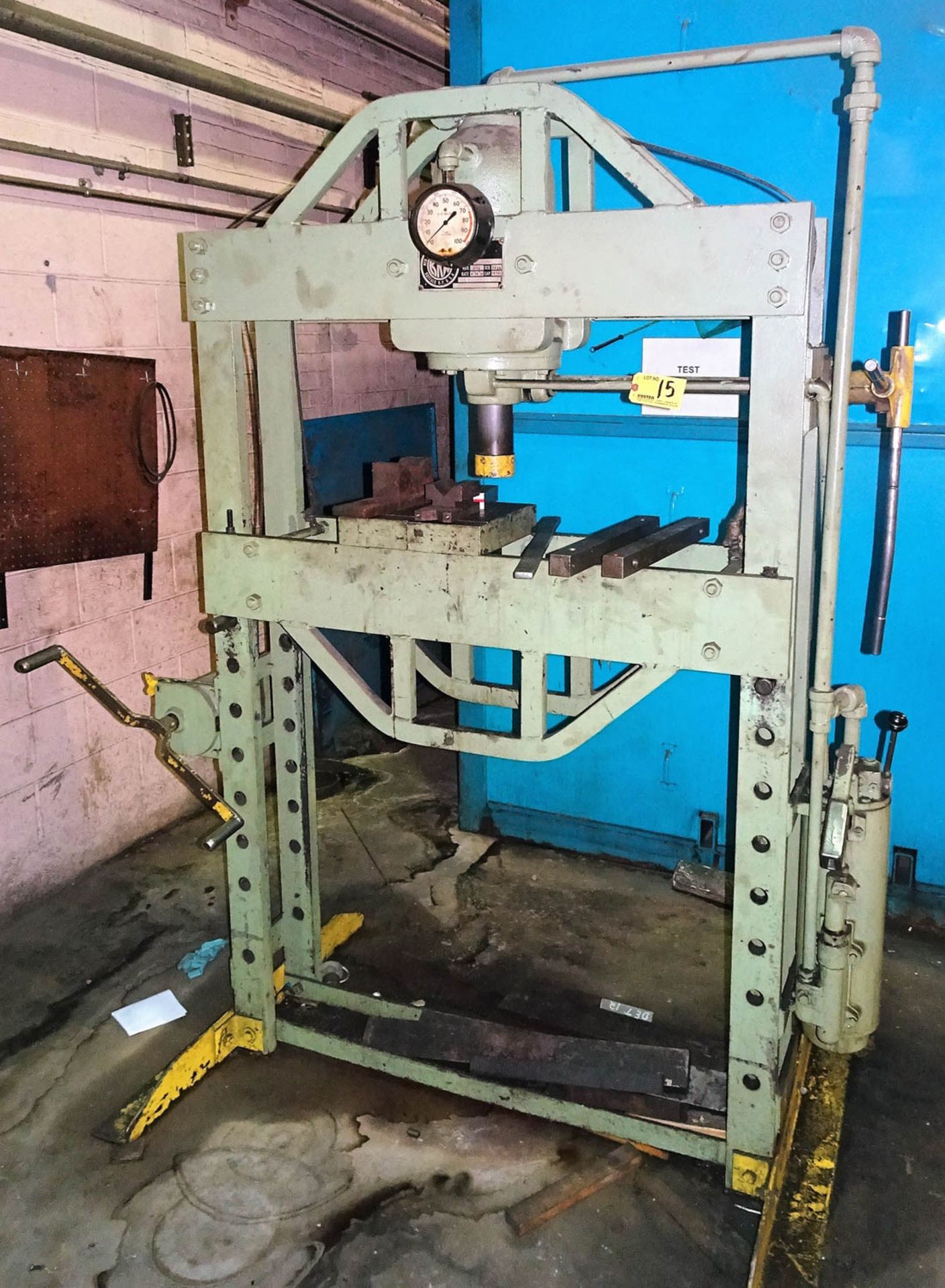 K. R. WILSON MDL. 37FX 75 TON CAPACITY H-FRAME MANUAL HYDRAULIC PRESS, WITH APPROXIMATELY 41''