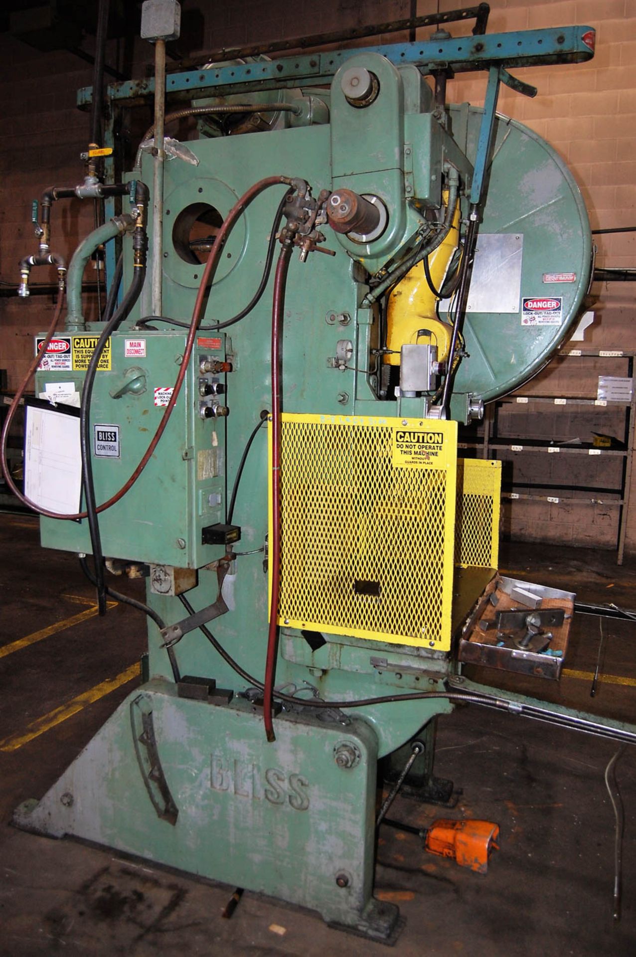 BLISS MDL. C-45 FLYWHEEL-TYPE OBI 45-TON PRESS WITH 4'' STROKE, AIR CLUTCH, 3'' ADJUSTMENT, 11-1/4'' - Image 8 of 10