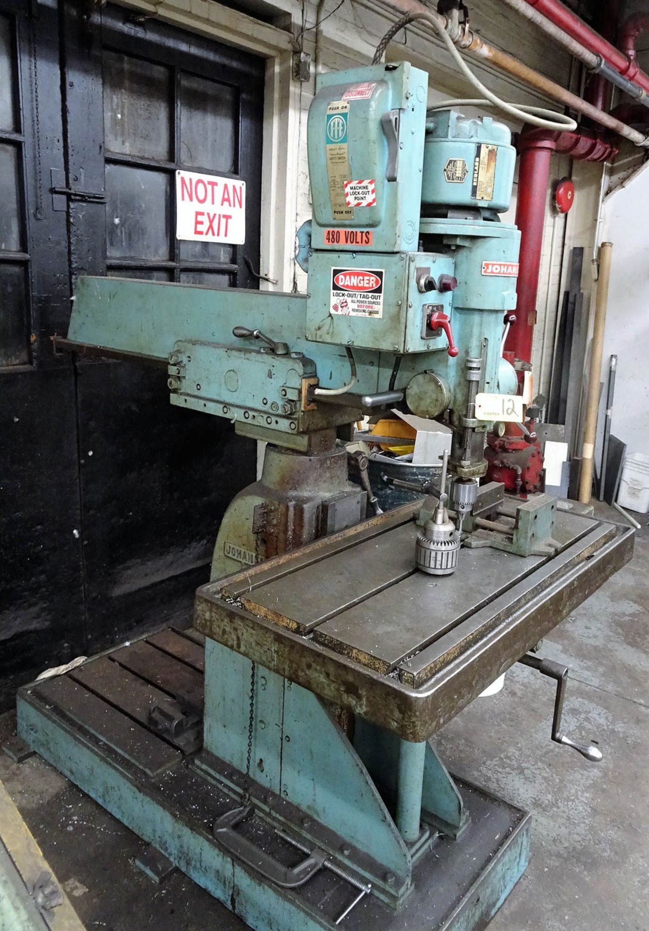 JONHNSSON GEAR DRIVE RADIAL DRILL PRESS, WITH VARIABLE SPEED, BOX WAYS ON RAM, APPROXIMATELY 17'' - Image 3 of 3