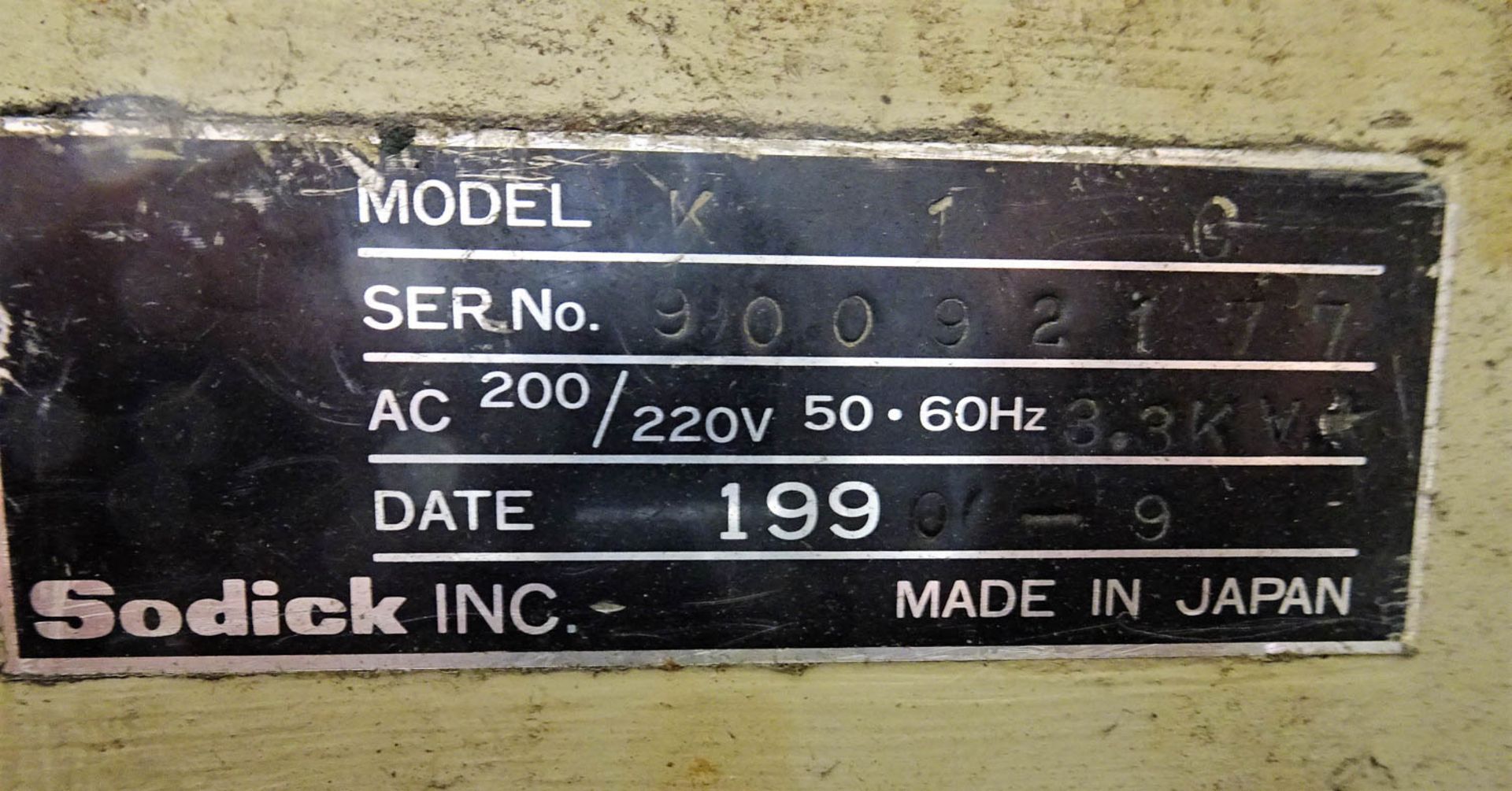 SODICK MDL. K1C EDM WITH DIGITAL XY READOUT, AND APPROXIMATELY 14'' X 10'' ADJUSTABLE TABLE, WITH - Image 3 of 3