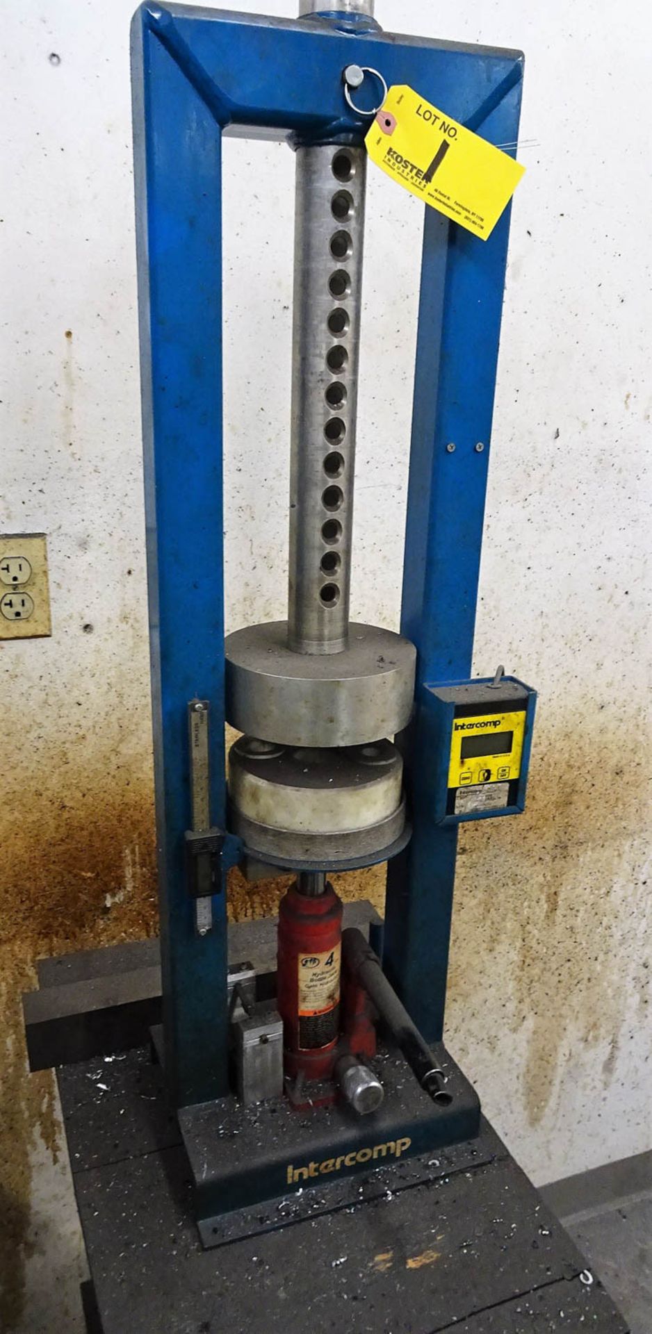 INTERCOMP MANUAL BENCH TOP HYDRAULIC PRESS, WITH 4-TON CAPACITY, DIGITAL MEASURING SLIDE, AND