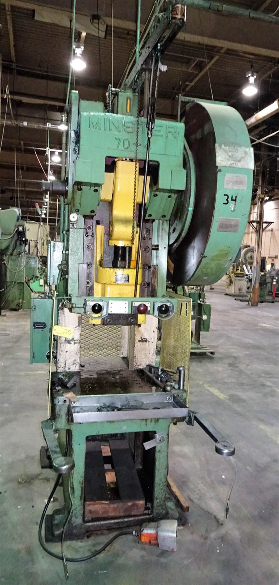 MINSTER MDL. 70-4 FLYWHEEL TYPE 60-TON NON-INCLINABLE PRESS, WITH 6'' STROKE, AIR CLUTCH, 3'' - Image 2 of 9