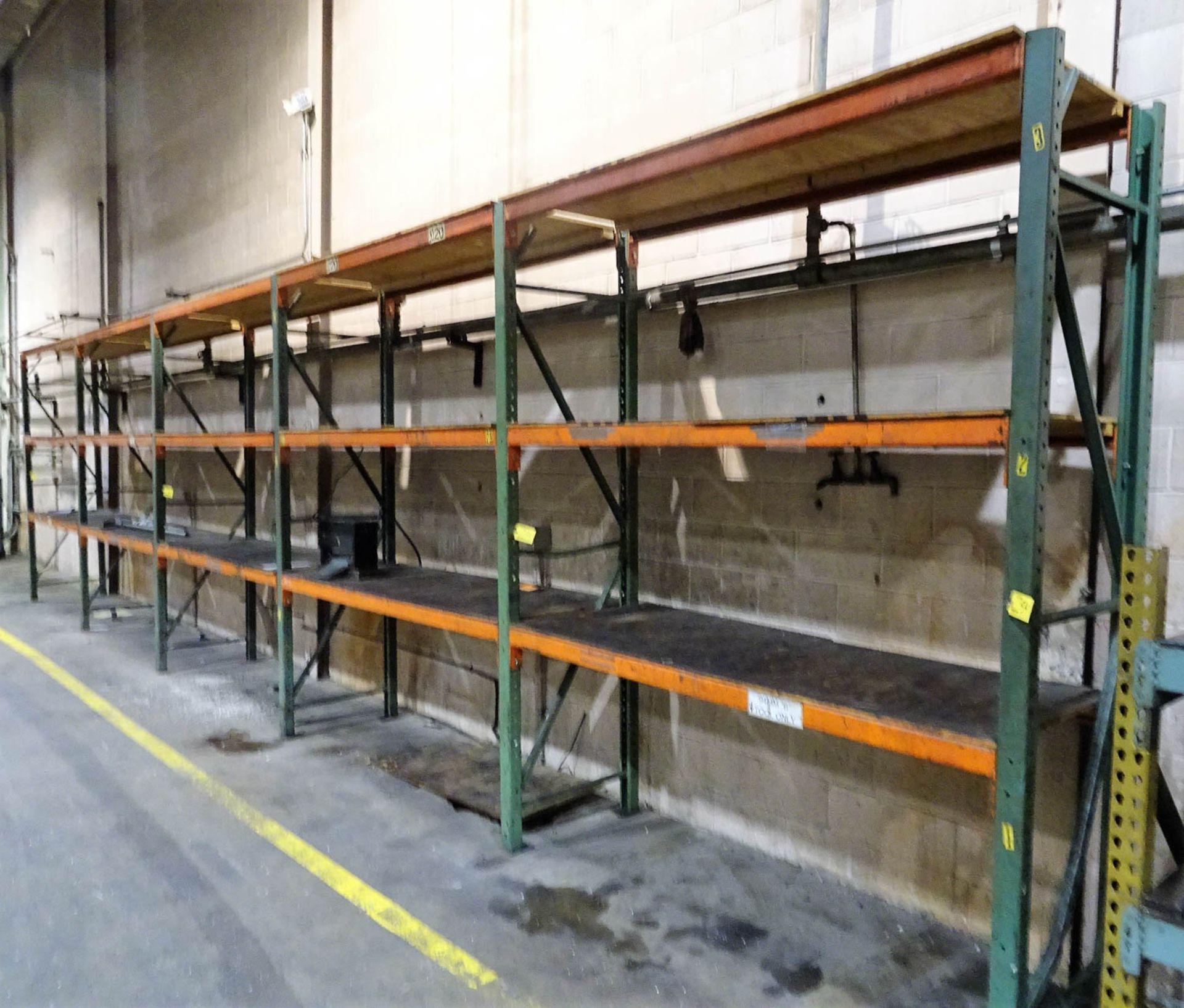 5 SECTIONS OF HEAVY DUTY BOLT TOGETHER RACKING, 6 APPROXIMATELY 10 FOOT UPRIGHTS, 30 APPROXIMATELY 8