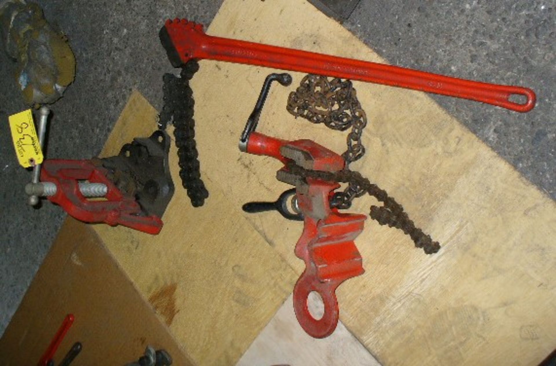 (1) PIPE VISE, (1) POLE VISE, (1) STRAP WRENCH