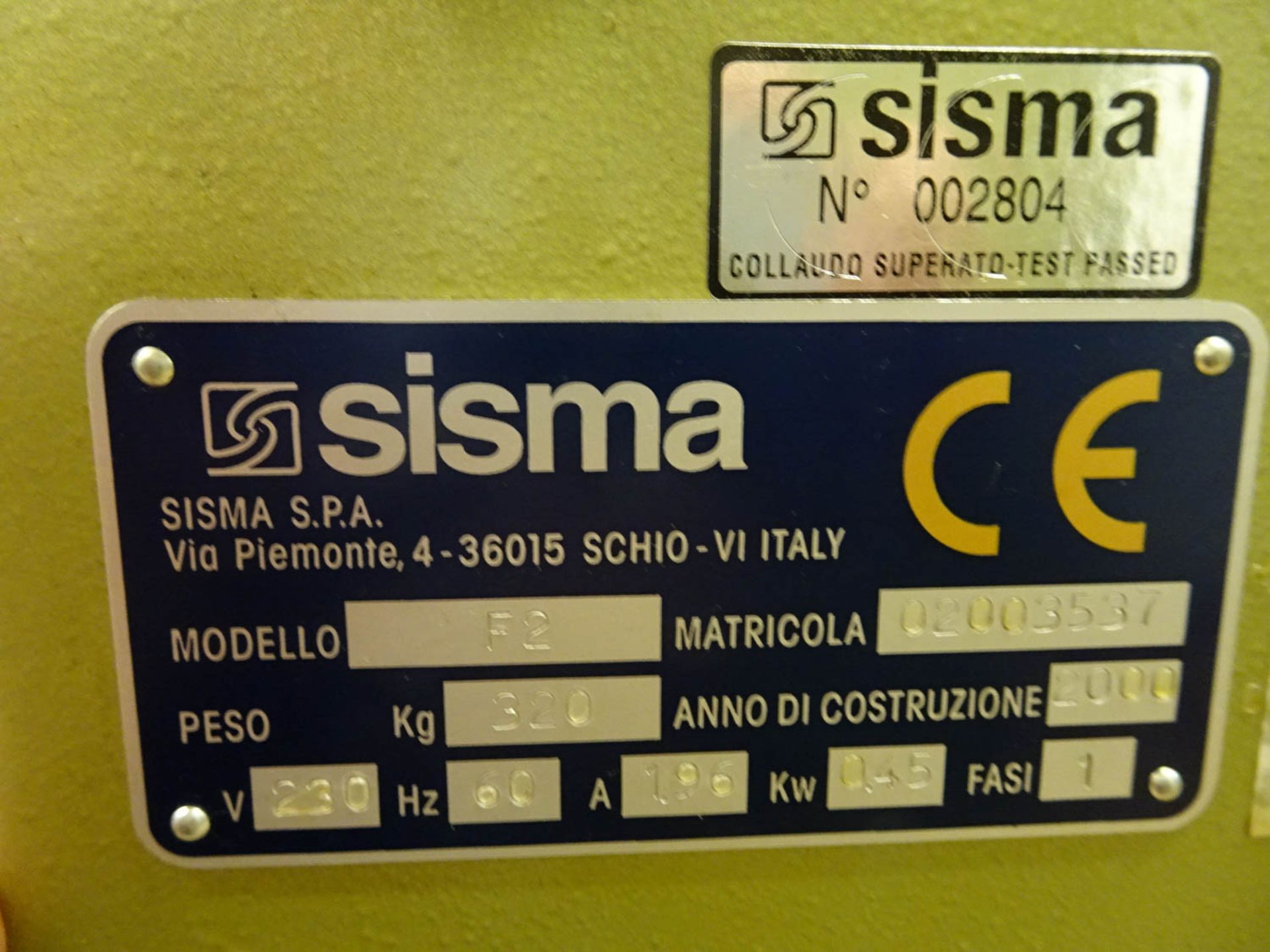 SISMA MDL. F2 (ITALY) (CE) CHAIN MAKING MACHINE, HIGH SPEED FIGARO LONG & SHORT, CURB & CABLE, 0. - Image 7 of 7